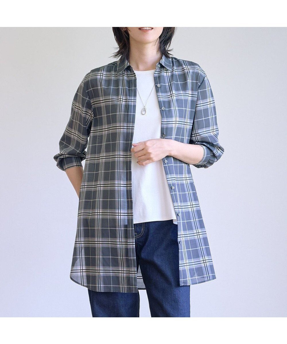 【ジェイ プレス/J.PRESS】の【WEB限定カラーあり・洗える】SOFT SHEER チェック ロング シャツ 人気、トレンドファッション・服の通販 founy(ファニー) ファッション Fashion レディースファッション Fashion for Women トップス・カットソー Cut & Sew Tops シャツ・ブラウス・オフィスカジュアル Elegant Blouses & Button-Ups キュプラ Cupro, Eco Fabric コクーン Cocoon, Cocoon Silhouette シアー Sheer, See-Through シンプル Simple, Minimal スタイリッシュ Stylish, Fashionable ストレート Straight, Straight Cut スリーブ Sleeve, Long Sleeve / Short Sleeve チェック Check, Plaid, Tartan ベーシック Basic, Essential ロング Long, Long-Length エレガント 上品 Elegant 夏 Summer 春 Spring S/S・春夏 SS, Spring/Summer, Warm Season 洗える Machine Washable other-1|ID: prp329100004599628 ipo3291000000033655401