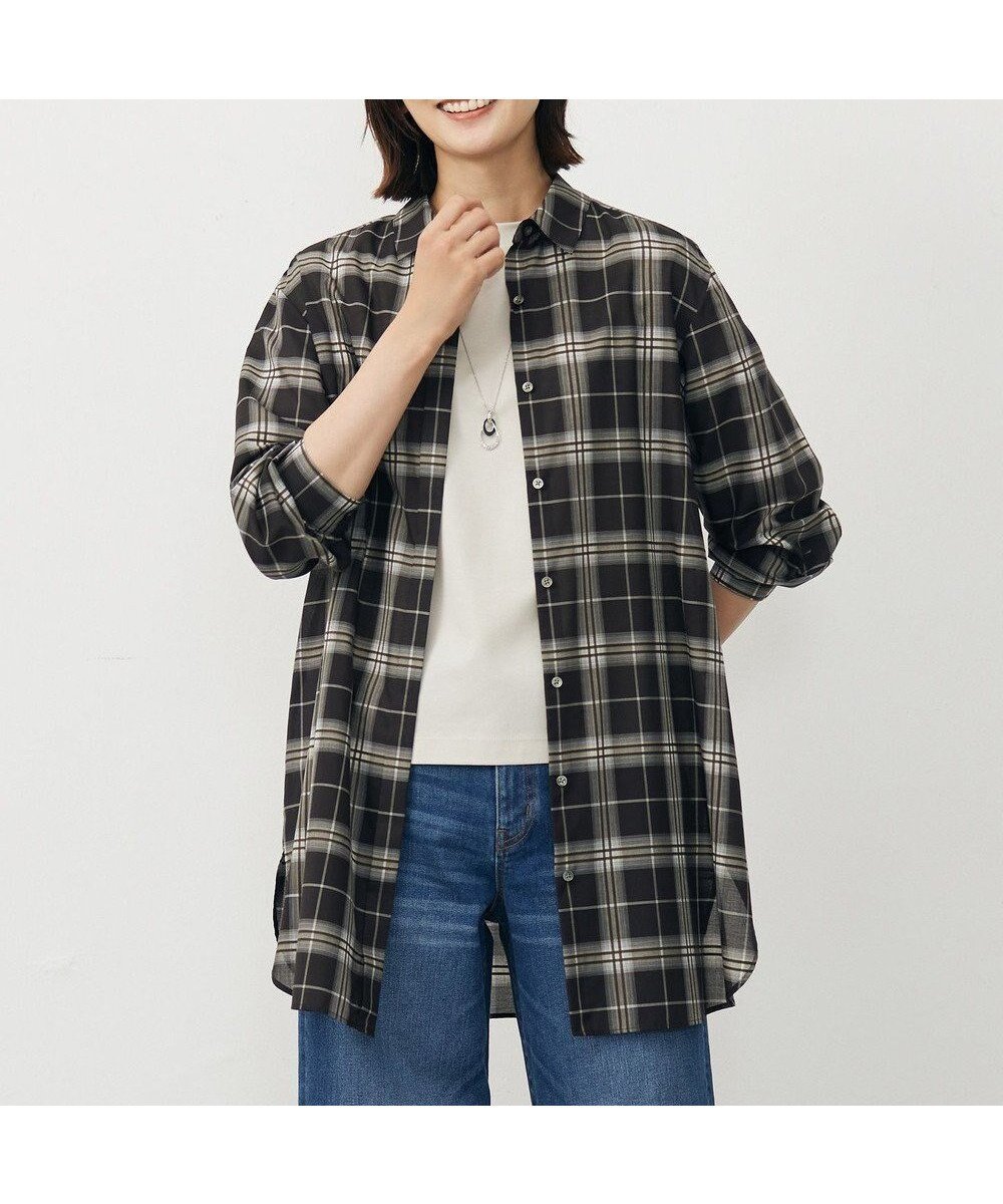 【ジェイ プレス/J.PRESS】の【WEB限定カラーあり・洗える】SOFT SHEER チェック ロング シャツ インテリア・キッズ・メンズ・レディースファッション・服の通販 founy(ファニー) ファッション Fashion レディースファッション Fashion for Women トップス・カットソー Cut & Sew Tops シャツ・ブラウス・オフィスカジュアル Elegant Blouses & Button-Ups キュプラ Cupro, Eco Fabric コクーン Cocoon, Cocoon Silhouette シアー Sheer, See-Through シンプル Simple, Minimal スタイリッシュ Stylish, Fashionable ストレート Straight, Straight Cut スリーブ Sleeve, Long Sleeve / Short Sleeve チェック Check, Plaid, Tartan ベーシック Basic, Essential ロング Long, Long-Length エレガント 上品 Elegant 夏 Summer 春 Spring S/S・春夏 SS, Spring/Summer, Warm Season 洗える Machine Washable ブラウンチェック系|ID: prp329100004599628 ipo3291000000033655404