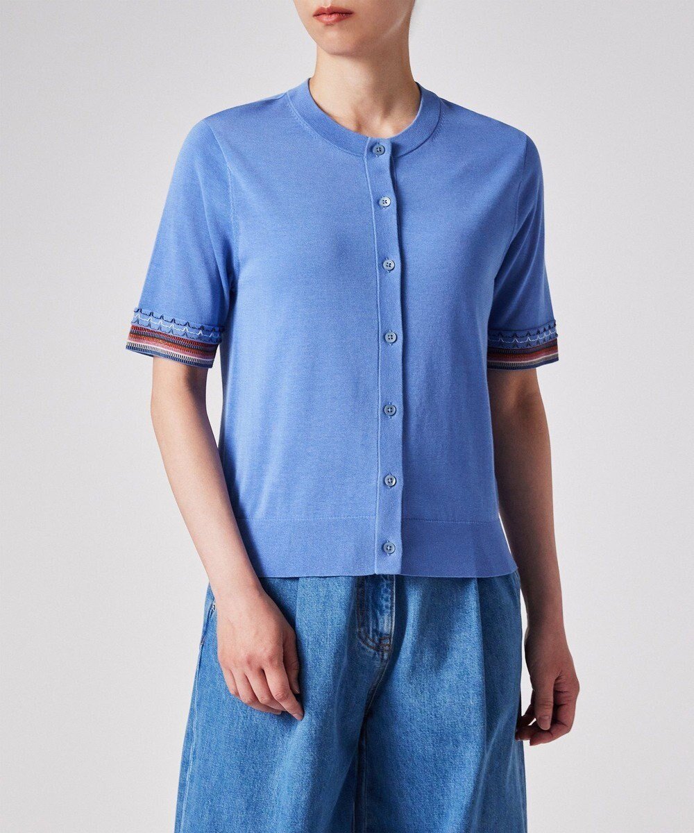 【ポール スミス/Paul Smith】のデザイン ステッチ 半袖 カーディガン 人気、トレンドファッション・服の通販 founy(ファニー) 　ファッション　Fashion　レディースファッション　Fashion for Women　トップス・カットソー　Cut & Sew Tops　カーディガン・羽織り　Layered Style Cardigans　おすすめ　Recommended / Our Picks　カーディガン　Cardigan, Knitwear　コンパクト　Compact, Small Size　ジャケット　Jacket, Outerwear　ストライプ　Stripe, Striped Pattern　フェミニン　Feminine, Girly　半袖　Short Sleeve, Half Sleeve　夏　Summer　S/S・春夏　SS, Spring/Summer, Warm Season　A/W・秋冬　Autumn/Winter　羽織　Haori, Light Jacket　 other-1|ID: prp329100004599747 ipo3291000000033655284