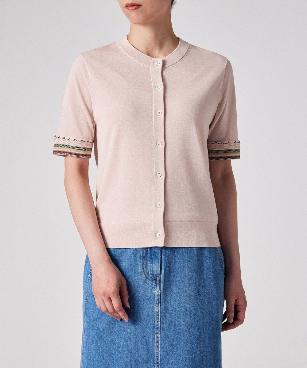 【ポール スミス/Paul Smith】のデザイン ステッチ 半袖 カーディガン インテリア・キッズ・メンズ・レディースファッション・服の通販 founy(ファニー) 　ファッション　Fashion　レディースファッション　Fashion for Women　トップス・カットソー　Cut & Sew Tops　カーディガン・羽織り　Layered Style Cardigans　おすすめ　Recommended / Our Picks　カーディガン　Cardigan, Knitwear　コンパクト　Compact, Small Size　ジャケット　Jacket, Outerwear　ストライプ　Stripe, Striped Pattern　フェミニン　Feminine, Girly　半袖　Short Sleeve, Half Sleeve　夏　Summer　S/S・春夏　SS, Spring/Summer, Warm Season　A/W・秋冬　Autumn/Winter　羽織　Haori, Light Jacket　エクリュ|ID: prp329100004599747 ipo3291000000033655288