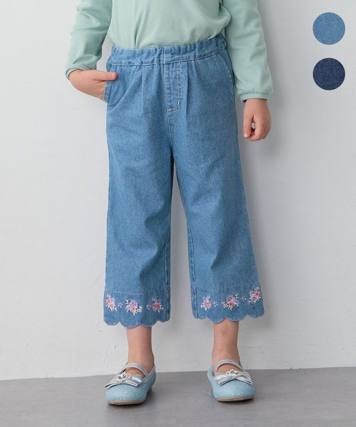 【エニファム/any FAM / KIDS】のスカラップ×刺繍デニムパンツ インテリア・キッズ・メンズ・レディースファッション・服の通販 founy(ファニー) https://founy.com/ ファッション Fashion キッズファッション Fashion for Kids ボトムス Bottoms おすすめ Recommended / Our Picks ガーリー Girly, Feminine Style シンプル Simple, Minimal スカラップ Scallop, Scalloped Edge デニム Denim, Jeans Material フレア Flare, Flared ポケット Pocket, Pocket Detail 再入荷 Restock / Back in Stock A/W・秋冬 Autumn/Winter |ID: prp329100004600466 ipo3291000000032707502
