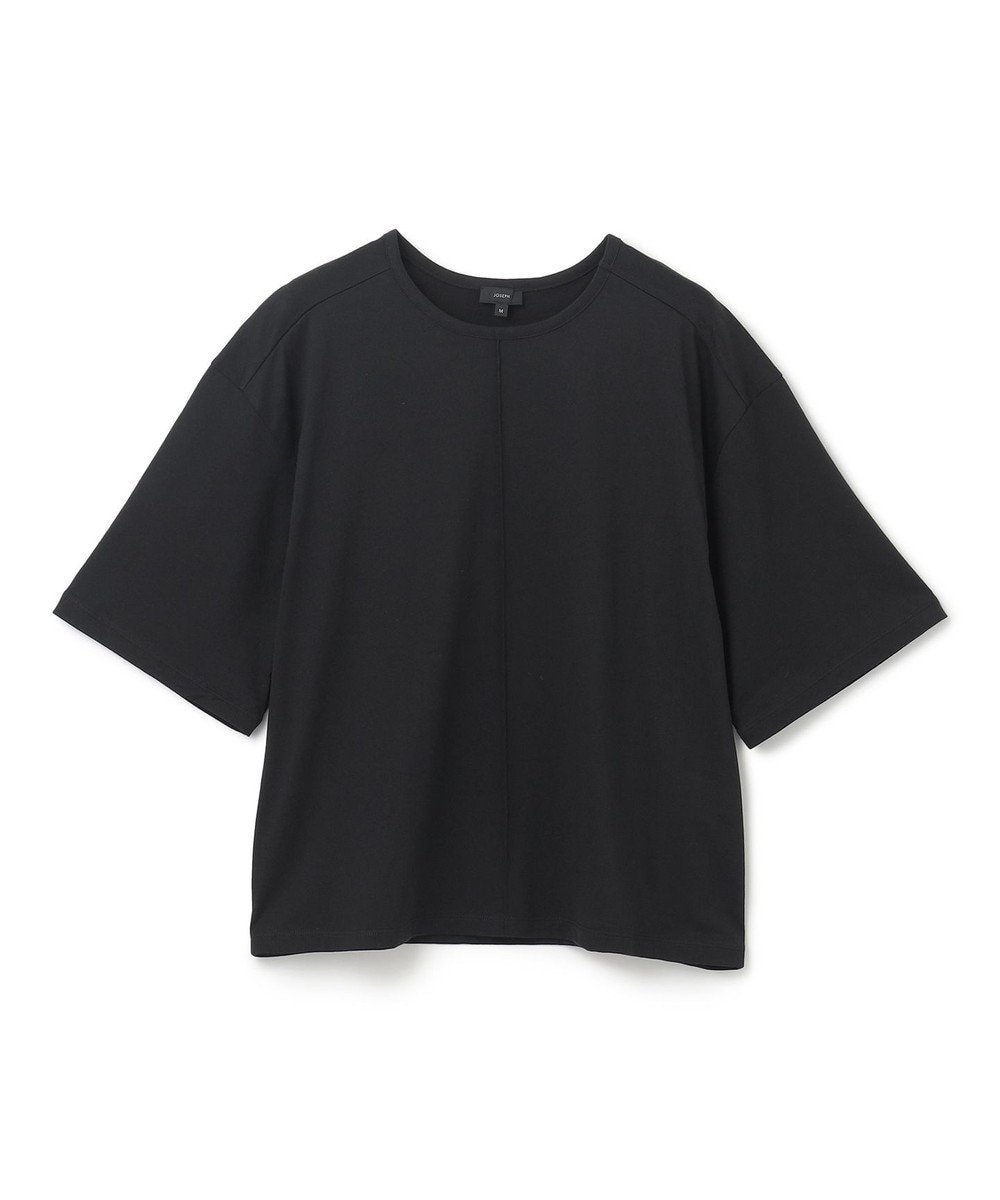 【ジョゼフ/JOSEPH】の【洗える】ロイヤルコットン デザインTEE インテリア・キッズ・メンズ・レディースファッション・服の通販 founy(ファニー) 　ファッション　Fashion　レディースファッション　Fashion for Women　トップス・カットソー　Cut & Sew Tops　シャツ・ブラウス・オフィスカジュアル　Elegant Blouses & Button-Ups　ロングTシャツ・Tシャツ　Longline T-Shirts & Tees　カットソー・ベーシックTシャツ　Cut-and-Sewn Tops / Stretch Tees & Basics　カットソー　Cut and Sewn Top　ショート　Short, Short Length　シンプル　Simple, Minimal　センター　Center, Center Line　フロント　Front, Front Design　ボトム　Bottoms, Lower Wear　夏　Summer　春　Spring　S/S・春夏　SS, Spring/Summer, Warm Season　洗える　Machine Washable　Black|ID: prp329100004600514 ipo3291000000032708383
