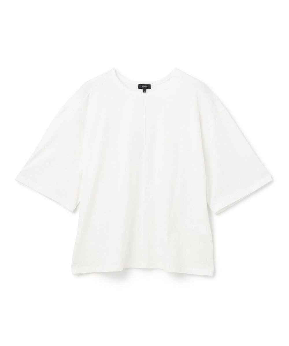 【ジョゼフ/JOSEPH】の【洗える】ロイヤルコットン デザインTEE インテリア・キッズ・メンズ・レディースファッション・服の通販 founy(ファニー) 　ファッション　Fashion　レディースファッション　Fashion for Women　トップス・カットソー　Cut & Sew Tops　シャツ・ブラウス・オフィスカジュアル　Elegant Blouses & Button-Ups　ロングTシャツ・Tシャツ　Longline T-Shirts & Tees　カットソー・ベーシックTシャツ　Cut-and-Sewn Tops / Stretch Tees & Basics　カットソー　Cut and Sewn Top　ショート　Short, Short Length　シンプル　Simple, Minimal　センター　Center, Center Line　フロント　Front, Front Design　ボトム　Bottoms, Lower Wear　夏　Summer　春　Spring　S/S・春夏　SS, Spring/Summer, Warm Season　洗える　Machine Washable　White|ID: prp329100004600514 ipo3291000000032708384