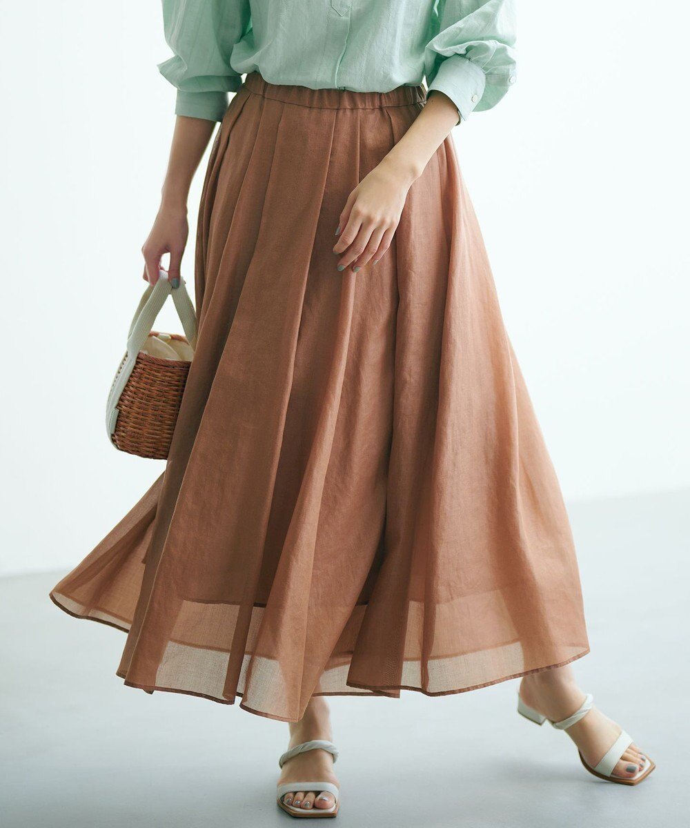 【23区/NIJYUSANKU】の【洗える】グロッシーボイル タック スカート インテリア・キッズ・メンズ・レディースファッション・服の通販 founy(ファニー) 　ファッション　Fashion　レディースファッション　Fashion for Women　スカート　Skirts　オレンジ　Orange　オーガンジー　Organza Fabric　春　Spring　洗える　Machine Washable　シンプル　Simple, Minimal　人気　Popular, Best Seller　フレア　Flare, Flared　リュクス　Luxury, Elegant, High-End, Chic　ロング　Long, Long-Length　S/S・春夏　SS, Spring/Summer, Warm Season　再入荷　Restock / Back in Stock　夏　Summer　2023春夏・S/S　Spring/Summer 2023 SS23　2023年　2023　エレガント 上品　Elegant　キャメル系|ID: prp329100004600516 ipo3291000000032708404