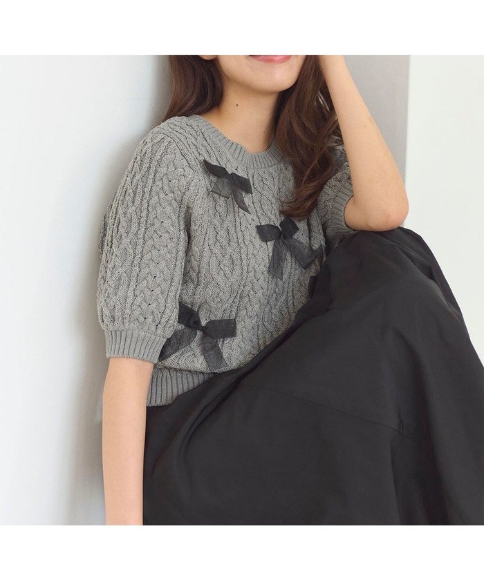 【フェルゥ/Feroux】の【洗える】デザインリボンニット インテリア・キッズ・メンズ・レディースファッション・服の通販 founy(ファニー) https://founy.com/ ファッション Fashion レディースファッション Fashion for Women トップス・カットソー Cut & Sew Tops ニット Knit Tops & Sweaters オーガンジー Organza Fabric ガーリー Girly, Feminine Style コンパクト Compact, Small Size シンプル Simple, Minimal セーター Sweater, Knitwear トレンド Trend, Trending Now ランダム Random, Irregular リボン Ribbon, Bow 洗える Machine Washable A/W・秋冬 Autumn/Winter |ID: prp329100004600648 ipo3291000000032709507