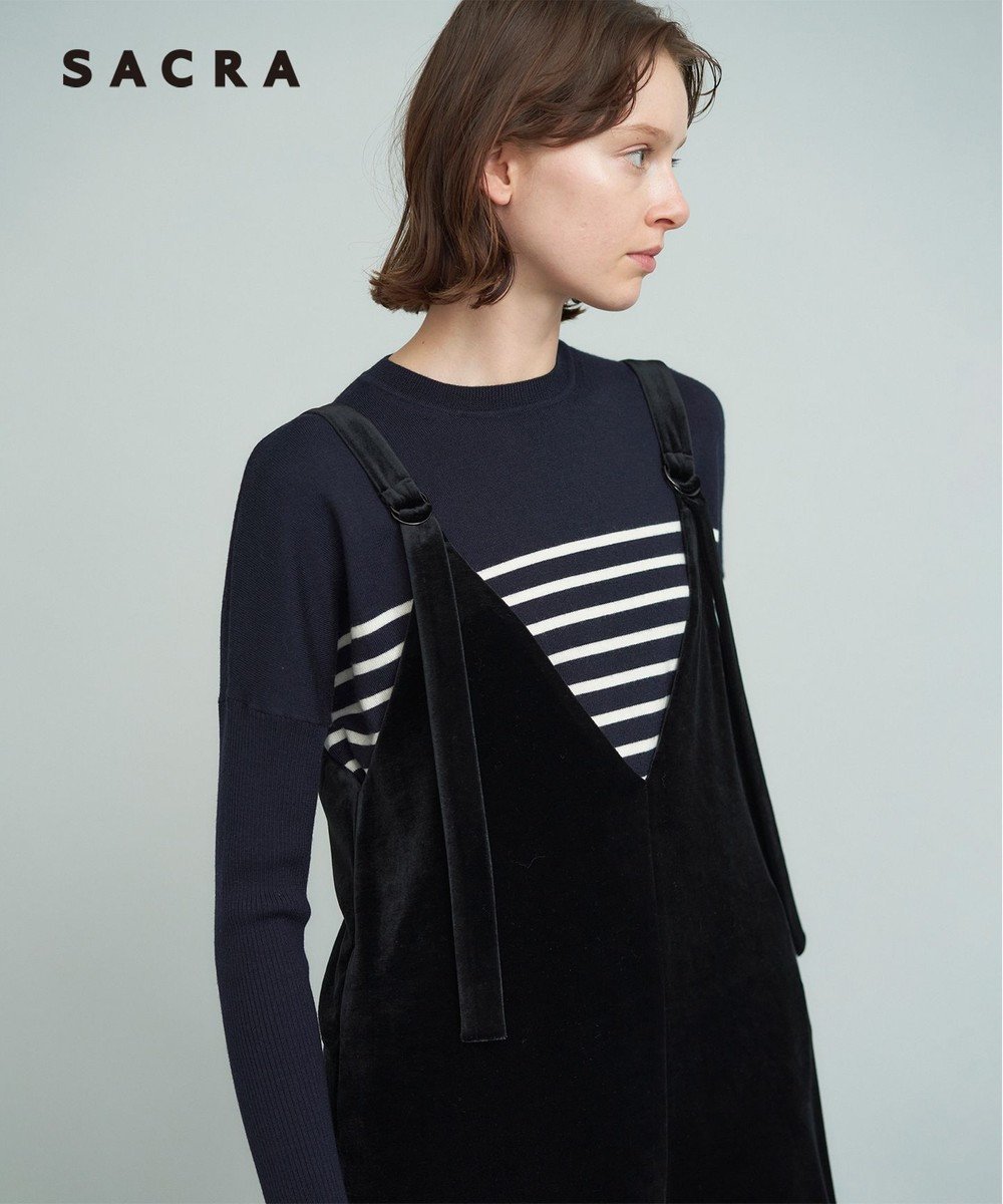 【23区/NIJYUSANKU】の【SACRA】エクストラファインメリノ ボーダーニット インテリア・キッズ・メンズ・レディースファッション・服の通販 founy(ファニー) 　ファッション　Fashion　レディースファッション　Fashion for Women　トップス・カットソー　Cut & Sew Tops　ニット　Knit Tops & Sweaters　カッティング　Cutting Detail　コレクション　Collection, Seasonal Line　セーター　Sweater, Knitwear　ドレープ　Drape, Draping Fabric　フィット　Fit, Slim Fit　フォルム　Silhouette, Form　ベーシック　Basic, Essential　ボーダー　Border, Stripe　別注　Limited Edition, Custom Order　ミックス　Mix, Mixed Style　ワイド　Wide, Wide Fit　A/W・秋冬　Autumn/Winter　冬　Winter / This Winter　[23区別注]ネイビー系|ID: prp329100004600711 ipo3291000000032710068