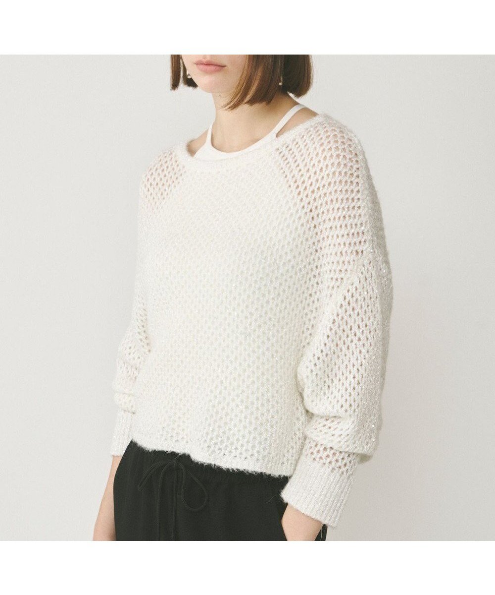 【グレース コンチネンタル/GRACE CONTINENTAL】のスパンメッシュニットトップ 人気、トレンドファッション・服の通販 founy(ファニー) 　ファッション　Fashion　レディースファッション　Fashion for Women　トップス・カットソー　Cut & Sew Tops　ニット　Knit Tops & Sweaters　おすすめ　Recommended / Our Picks　オレンジ　Orange　ショルダー　Shoulder, Shoulder Strap　スパンコール　Sequins, Sequin Embellishment　セーター　Sweater, Knitwear　ドロップ　Drop Shoulder, Dropped Style　フェミニン　Feminine, Girly　ルーズ　Loose, Oversized　夏　Summer　春　Spring　S/S・春夏　SS, Spring/Summer, Warm Season　 other-1|ID: prp329100004600718 ipo3291000000033666511