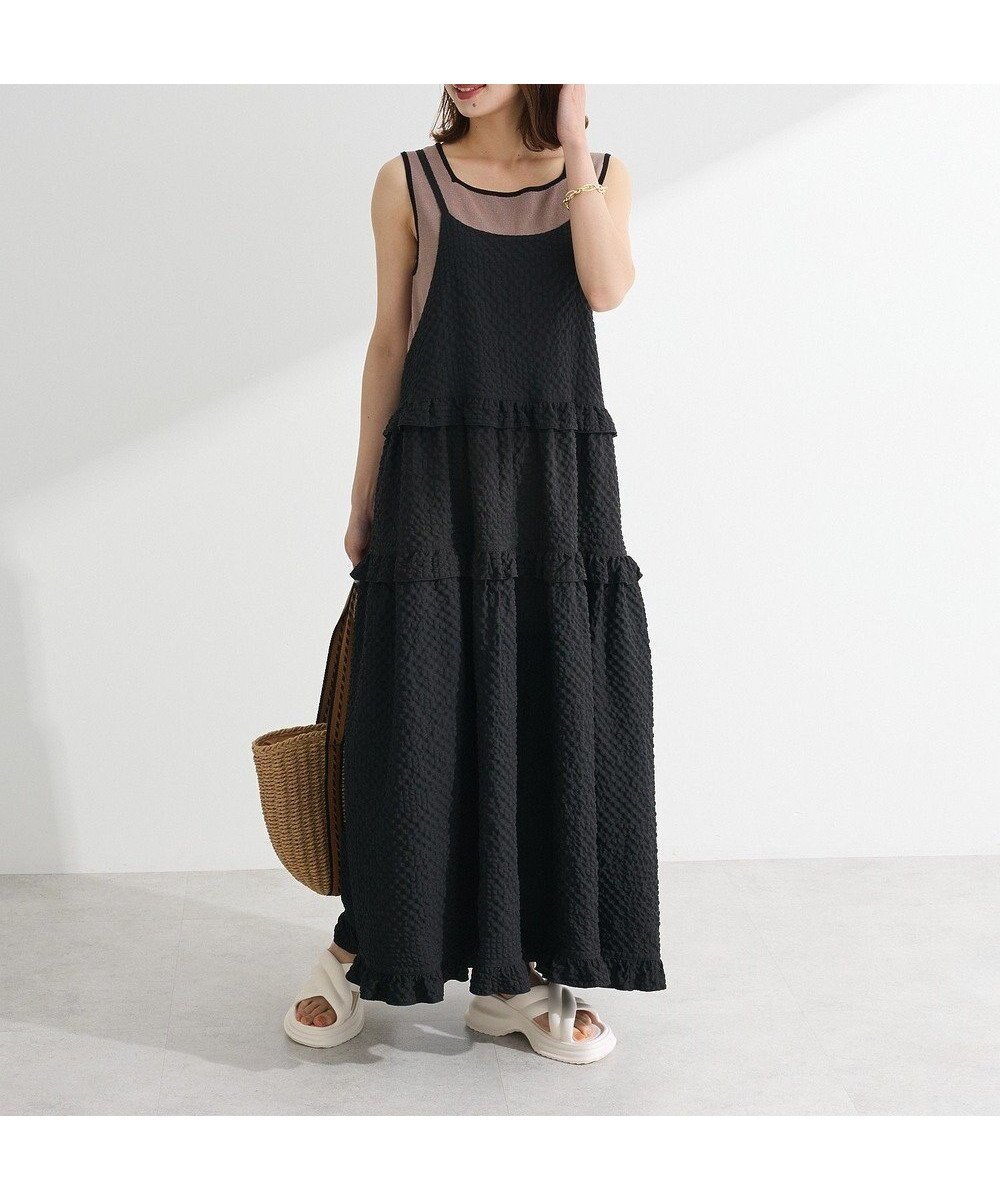 【グリーンパークス/Green Parks】の・Petit Fleur フリルティアードキャミワンピ インテリア・キッズ・メンズ・レディースファッション・服の通販 founy(ファニー) 　ファッション　Fashion　レディースファッション　Fashion for Women　ワンピース　Dresses　キャミソールワンピース　Camisole Dresses　新作・新入荷　New Arrivals / New In　おすすめ　Recommended / Our Picks　キャミソール　Camisole, Spaghetti Strap Top　ジャケット　Jacket, Outerwear　フィット　Fit, Slim Fit　フェミニン　Feminine, Girly　ポケット　Pocket, Pocket Detail　リボン　Ribbon, Bow　夏　Summer　S/S・春夏　SS, Spring/Summer, Warm Season　A/W・秋冬　Autumn/Winter　Black|ID: prp329100004600726 ipo3291000000032710199