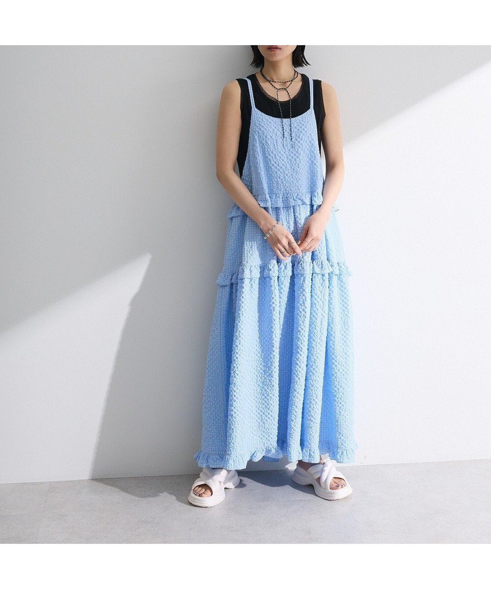 【グリーンパークス/Green Parks】の・Petit Fleur フリルティアードキャミワンピ インテリア・キッズ・メンズ・レディースファッション・服の通販 founy(ファニー) 　ファッション　Fashion　レディースファッション　Fashion for Women　ワンピース　Dresses　キャミソールワンピース　Camisole Dresses　新作・新入荷　New Arrivals / New In　おすすめ　Recommended / Our Picks　キャミソール　Camisole, Spaghetti Strap Top　ジャケット　Jacket, Outerwear　フィット　Fit, Slim Fit　フェミニン　Feminine, Girly　ポケット　Pocket, Pocket Detail　リボン　Ribbon, Bow　夏　Summer　S/S・春夏　SS, Spring/Summer, Warm Season　A/W・秋冬　Autumn/Winter　Sax|ID: prp329100004600726 ipo3291000000032710204