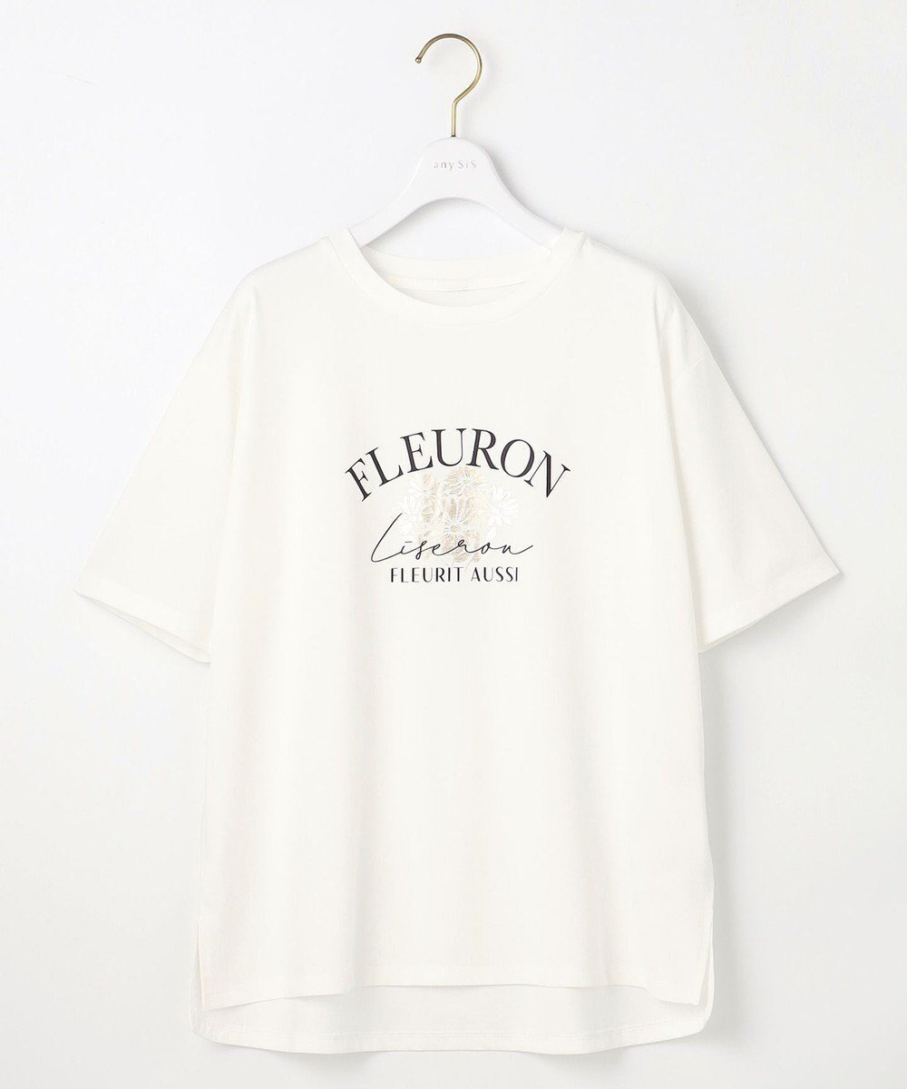 【エニィ スィス/any SiS】の【洗える】ロゴ刺繍 Tシャツ インテリア・キッズ・メンズ・レディースファッション・服の通販 founy(ファニー) 　ファッション　Fashion　レディースファッション　Fashion for Women　トップス・カットソー　Cut & Sew Tops　シャツ・ブラウス・オフィスカジュアル　Elegant Blouses & Button-Ups　ロングTシャツ・Tシャツ　Longline T-Shirts & Tees　カットソー・ベーシックTシャツ　Cut-and-Sewn Tops / Stretch Tees & Basics　春　Spring　洗える　Machine Washable　カットソー　Cut and Sewn Top　スパンコール　Sequins, Sequin Embellishment　プリント　Print, Printed Pattern　リラックス　Relax, Relaxed Fit　S/S・春夏　SS, Spring/Summer, Warm Season　新作・新入荷　New Arrivals / New In　おすすめ　Recommended / Our Picks　夏　Summer　オフフラワー|ID: prp329100004600733 ipo3291000000032710243
