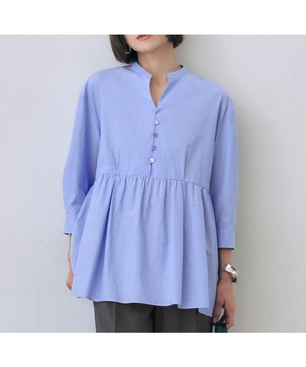 【自由区/JIYU-KU】の【洗える】シアーソフトシャンブレーペプラム ブラウス 人気、トレンドファッション・服の通販 founy(ファニー) 　ファッション　Fashion　レディースファッション　Fashion for Women　トップス・カットソー　Cut & Sew Tops　シャツ・ブラウス・オフィスカジュアル　Elegant Blouses & Button-Ups　新作・新入荷　New Arrivals / New In　シャンブレー　Chambray, Denim-Like Fabric　バランス　Balance, Style Balance　ペプラム　Peplum, Flared Hem　ラウンド　Round, Round Neck　ワッシャー　Washer, Crinkled Finish　洗える　Machine Washable　A/W・秋冬　Autumn/Winter　 other-1|ID: prp329100004600752 ipo3291000000032710310