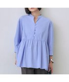 【自由区/JIYU-KU】の【洗える】シアーソフトシャンブレーペプラム ブラウス サックス|ID: prp329100004600752 ipo3291000000032710311