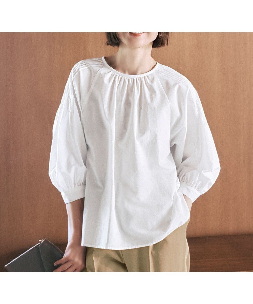 【自由区/JIYU-KU】の【洗える】シアーソフトシャンブレークロップド丈 ブラウス 人気、トレンドファッション・服の通販 founy(ファニー) 　ファッション　Fashion　レディースファッション　Fashion for Women　トップス・カットソー　Cut & Sew Tops　シャツ・ブラウス・オフィスカジュアル　Elegant Blouses & Button-Ups　新作・新入荷　New Arrivals / New In　ギャザー　Gathered, Ruffled　クロップド　Cropped, Short Length　シャンブレー　Chambray, Denim-Like Fabric　スリーブ　Sleeve, Long Sleeve / Short Sleeve　バランス　Balance, Style Balance　ボトム　Bottoms, Lower Wear　リラックス　Relax, Relaxed Fit　ワイド　Wide, Wide Fit　ワッシャー　Washer, Crinkled Finish　洗える　Machine Washable　A/W・秋冬　Autumn/Winter　 other-1|ID: prp329100004600754 ipo3291000000032710328