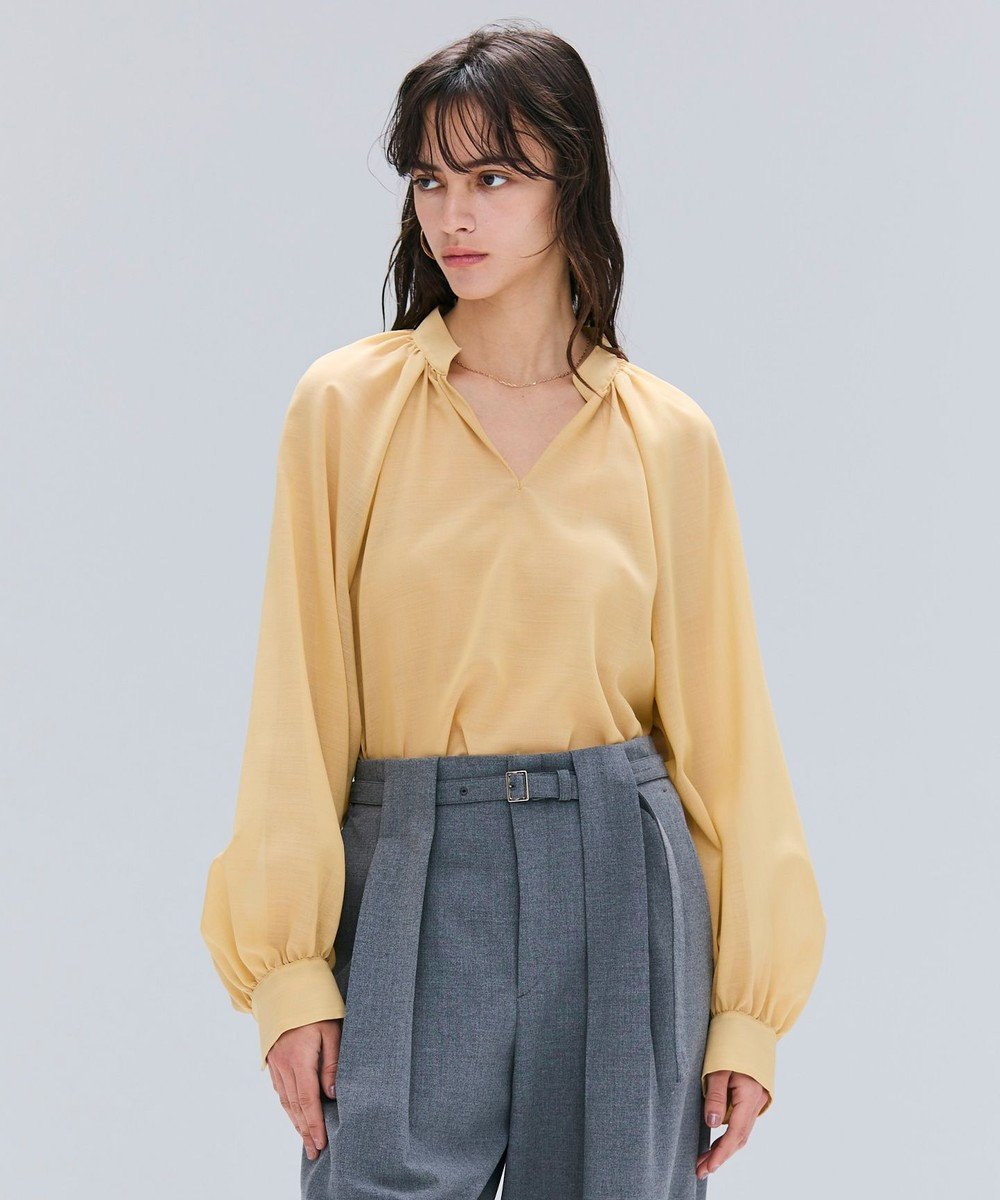 【ベイジ,/BEIGE,】の【洗える】MOYE / シアーウールパフスリーブブラウス インテリア・キッズ・メンズ・レディースファッション・服の通販 founy(ファニー) 　ファッション　Fashion　レディースファッション　Fashion for Women　トップス・カットソー　Cut & Sew Tops　シャツ・ブラウス・オフィスカジュアル　Elegant Blouses & Button-Ups　洗える　Machine Washable　サマー　Summer, Summer Style　定番　Standard, Basic Item　人気　Popular, Best Seller　ロング　Long, Long-Length　A/W・秋冬　Autumn/Winter　S/S・春夏　SS, Spring/Summer, Warm Season　夏　Summer　エレガント 上品　Elegant　Mustard|ID: prp329100004600798 ipo3291000000033069056