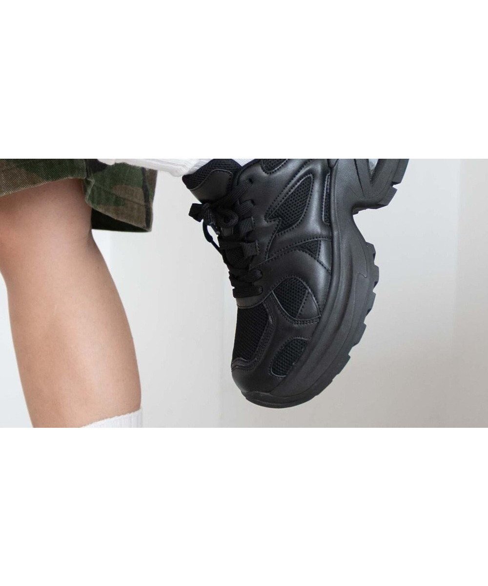 【ウィゴー/WEGO】のPUメッシュヒールダッドスニーカー インテリア・キッズ・メンズ・レディースファッション・服の通販 founy(ファニー) 　ファッション　Fashion　レディースファッション　Fashion for Women　厚底　Platform Shoes　ガーリー　Girly, Feminine Style　クッション　Cushion, Throw Pillow　ショート　Short, Short Length　スニーカー　Sneakers, Trainers　スポーティ　Sporty, Casual Athletic　スマホ　Smartphone, Mobile Device　タイツ　Tights, Legwear　トレンド　Trend, Trending Now　ボトム　Bottoms, Lower Wear　メッシュ　Mesh, Net Fabric　レース　Lace, Lace Fabric　新作・新入荷　New Arrivals / New In　おすすめ　Recommended / Our Picks　ブラック|ID: prp329100004600813 ipo3291000000032710554