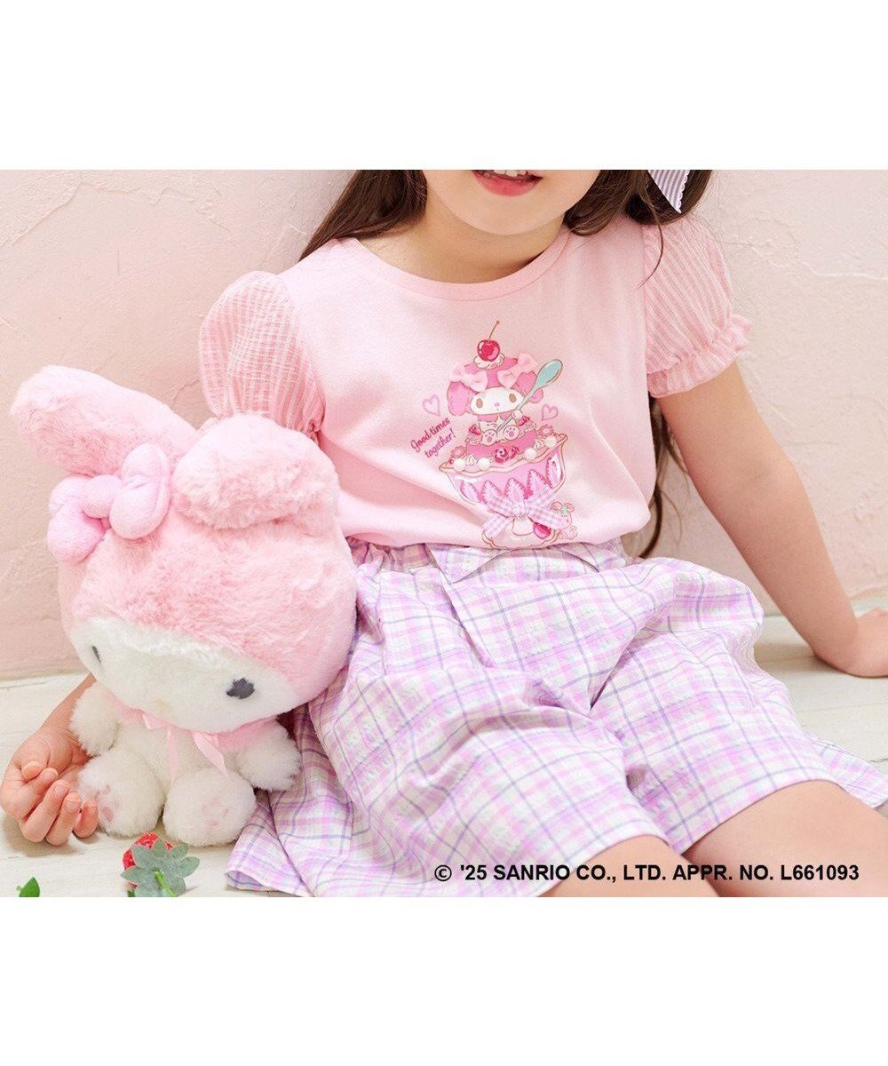 【エニファム/any FAM / KIDS】の【any FAM ×サンリオキャラクターズ】パフスリーブ Tシャツ インテリア・キッズ・メンズ・レディースファッション・服の通販 founy(ファニー) 　ファッション　Fashion　キッズファッション　Fashion for Kids　トップス・カットソー　Cut & Sew Tops　春　Spring　カットソー　Cut and Sewn Top　キャラクター　Character, Licensed Characters　キュロット　Culottes, Wide Shorts　サッカー　Seersucker, Summer Fabric　スパンコール　Sequins, Sequin Embellishment　スリーブ　Sleeve, Long Sleeve / Short Sleeve　ネックレス　Necklace, Pendant Necklace　人気　Popular, Best Seller　ビジュー　Bijou, Jewel-like Accent　フロント　Front, Front Design　プリント　Print, Printed Pattern　リボン　Ribbon, Bow　S/S・春夏　SS, Spring/Summer, Warm Season　新作・新入荷　New Arrivals / New In　おすすめ　Recommended / Our Picks　夏　Summer　マイメロディ×ピンク|ID: prp329100004601700 ipo3291000000032717586