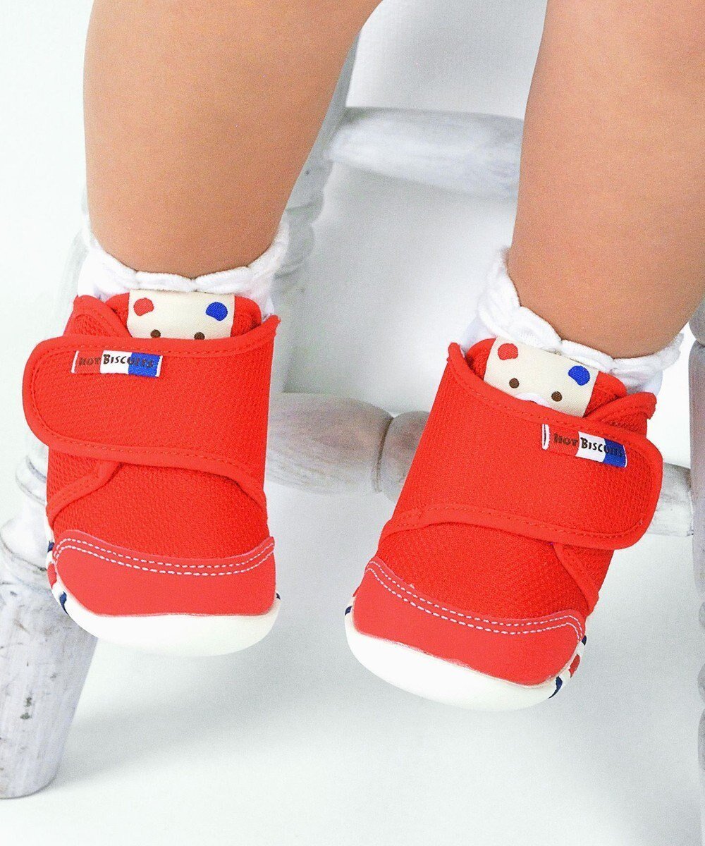 【ミキハウスホットビスケッツ/MIKI HOUSE HOT BISCUITS / KIDS】の【11.5-13.5cm】 ファーストベビーシューズ インテリア・キッズ・メンズ・レディースファッション・服の通販 founy(ファニー) 　ファッション　Fashion　キッズファッション　Fashion for Kids　シューズ　Shoes, Footwear　シンプル　Simple, Minimal　スニーカー　Sneakers, Trainers　定番　Standard, Basic Item　フィット　Fit, Slim Fit　メッシュ　Mesh, Net Fabric　おすすめ　Recommended / Our Picks　ギフト プレゼント　Gift / Present　赤|ID: prp329100004601723 ipo3291000000032717776