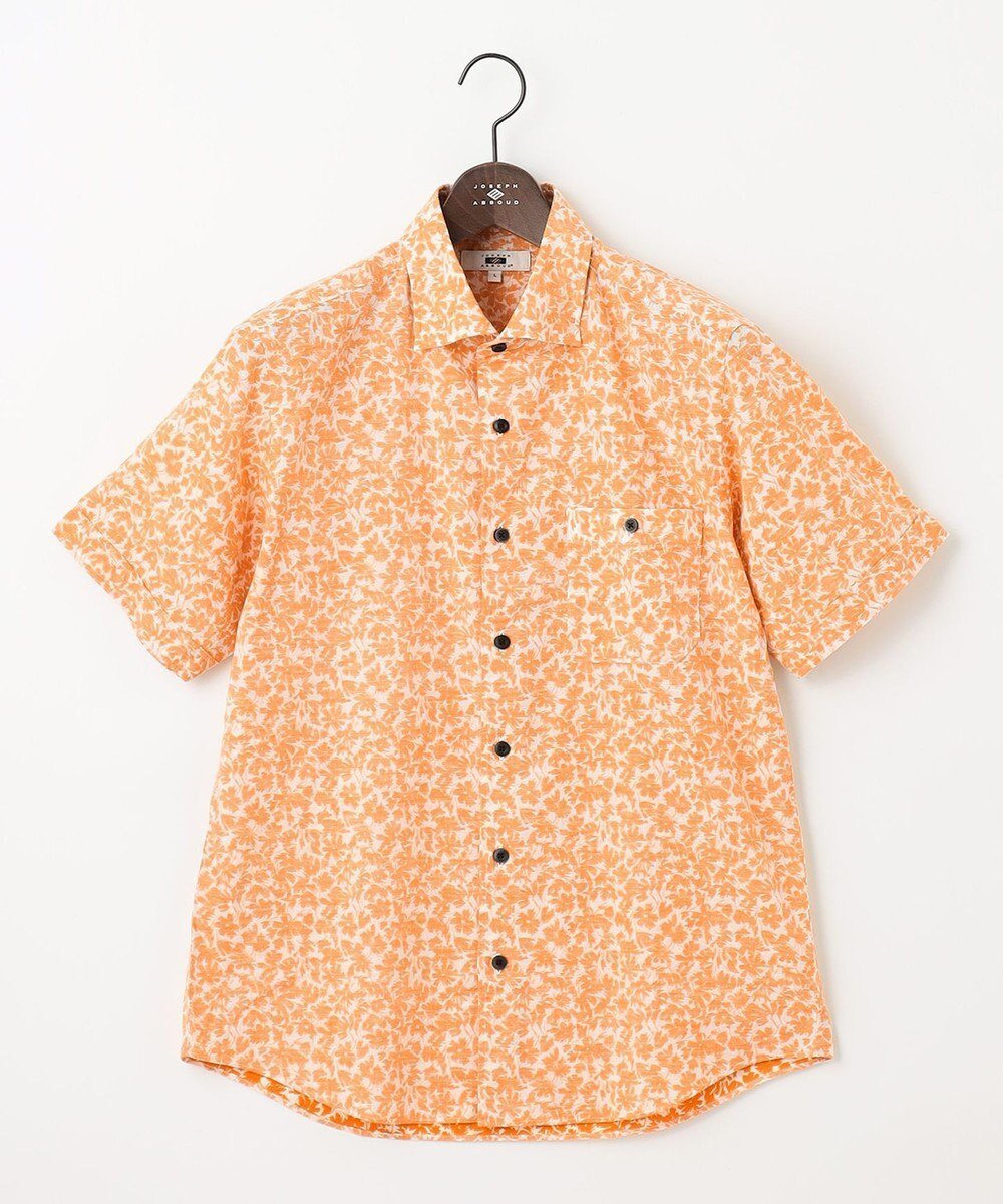 【ジョセフ アブード/JOSEPH ABBOUD / MEN】の【清涼感】テクスチャライズドライ フラワーエアリノ シャツ インテリア・キッズ・メンズ・レディースファッション・服の通販 founy(ファニー) 　ファッション　Fashion　メンズファッション　Fashion for Men　トップス・カットソー　Cut & Sew Tops　メンズシャツ　Shirts　フラワー　Flower, Floral　モチーフ　Motif, Design Theme　リネン　Linen, Linen Fabric　再入荷　Restock / Back in Stock　夏　Summer　春　Spring　S/S・春夏　SS, Spring/Summer, Warm Season　無地　Plain, Solid Color　羽織　Haori, Light Jacket　オレンジ系6|ID: prp329100004601779 ipo3291000000032718119