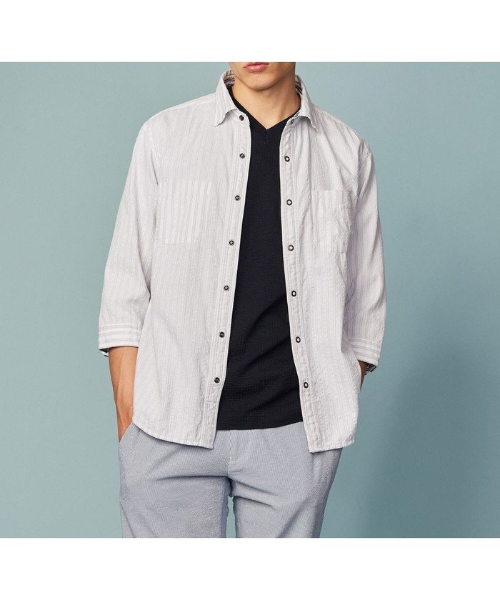 【ジョセフ アブード/JOSEPH ABBOUD / MEN】の【オーガニックコットン/サスティナブル】JOE COTTON プリッセリバー リバーシブル シャツ インテリア・キッズ・メンズ・レディースファッション・服の通販 founy(ファニー) https://founy.com/ ファッション Fashion メンズファッション Fashion for Men トップス・カットソー Cut & Sew Tops メンズシャツ Shirts サッカー Seersucker, Summer Fabric ドット Polka Dot, Dot Pattern リバーシブル Reversible, Two-Sided ワイヤー Wire, Wired Bra 再入荷 Restock / Back in Stock 夏 Summer 春 Spring S/S・春夏 SS, Spring/Summer, Warm Season |ID: prp329100004601784 ipo3291000000032718150