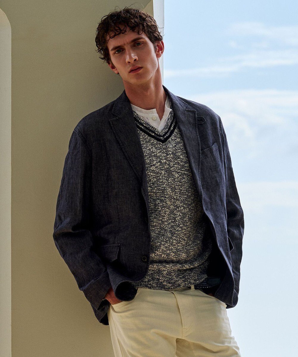 【ジョセフ アブード/JOSEPH ABBOUD / MEN】の【洗える・イタリア糸使用】コットンスラブ Vネック ニット インテリア・キッズ・メンズ・レディースファッション・服の通販 founy(ファニー) 　ファッション　Fashion　メンズファッション　Fashion for Men　トップス・カットソー　Cut & Sew Tops　ニット・セーター / 定番トップス　Knit Tops & Sweaters　イタリア　Italy　セーター　Sweater, Knitwear　夏　Summer　春　Spring　S/S・春夏　SS, Spring/Summer, Warm Season　洗える　Machine Washable　無地　Plain, Solid Color　ネイビー系|ID: prp329100004601909 ipo3291000000032719188
