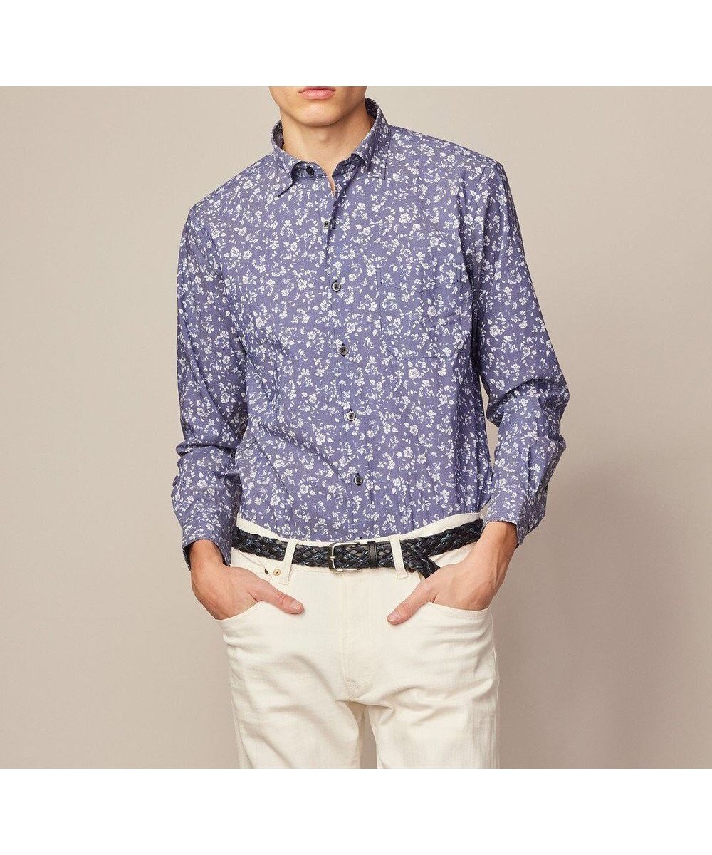 【ジョセフ アブード/JOSEPH ABBOUD / MEN】の【洗える】フラワーモチーフストレッチ シャツ インテリア・キッズ・メンズ・レディースファッション・服の通販 founy(ファニー) 　ファッション　Fashion　メンズファッション　Fashion for Men　トップス・カットソー　Cut & Sew Tops　メンズシャツ　Shirts　インナー　Innerwear　オーガニック　Organic Cotton　春　Spring　洗える　Machine Washable　ジャケット　Jacket, Outerwear　ストレッチ　Stretch, Stretchy Fabric　フラット　Flat, Flat Shoes　フラワー　Flower, Floral　プリント　Print, Printed Pattern　羽織　Haori, Light Jacket　モチーフ　Motif, Design Theme　S/S・春夏　SS, Spring/Summer, Warm Season　夏　Summer　ネイビー系5|ID: prp329100004601912 ipo3291000000032719231