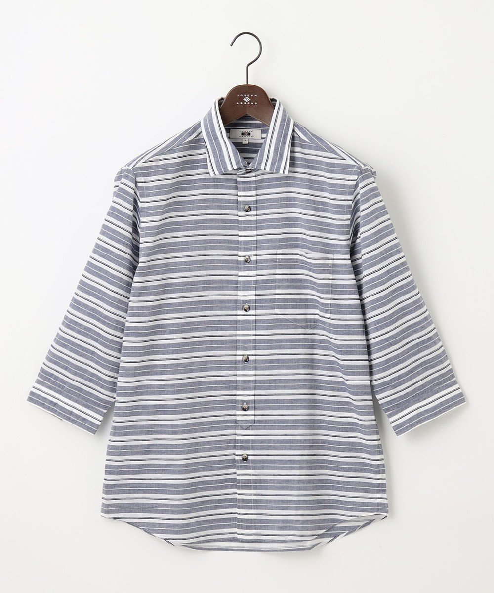 【ジョセフ アブード/JOSEPH ABBOUD / MEN】の【清涼感】エアリノマリンボーダーシャツ インテリア・キッズ・メンズ・レディースファッション・服の通販 founy(ファニー) 　ファッション　Fashion　メンズファッション　Fashion for Men　トップス・カットソー　Cut & Sew Tops　メンズシャツ　Shirts　おすすめ　Recommended / Our Picks　ボーダー　Border, Stripe　リネン　Linen, Linen Fabric　ワイド　Wide, Wide Fit　夏　Summer　春　Spring　S/S・春夏　SS, Spring/Summer, Warm Season　ネイビー系2|ID: prp329100004601913 ipo3291000000032719234