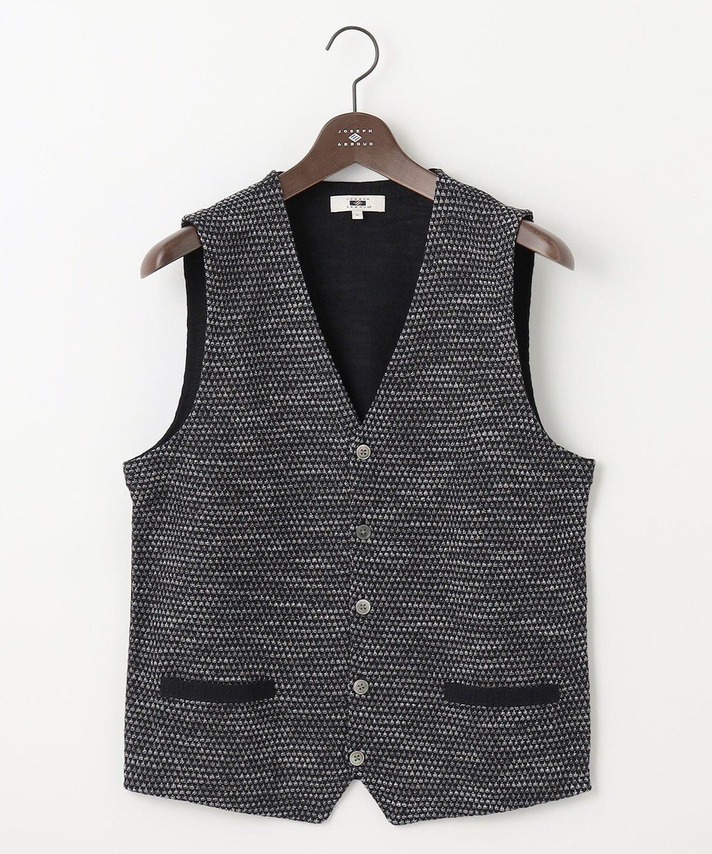 【ジョセフ アブード/JOSEPH ABBOUD / MEN】の【イタリア糸使用/清涼感/軽い/洗える】スラブギマニットベスト インテリア・キッズ・メンズ・レディースファッション・服の通販 founy(ファニー) 　ファッション　Fashion　メンズファッション　Fashion for Men　トップス・カットソー　Cut & Sew Tops　ニット・セーター / 定番トップス　Knit Tops & Sweaters　ベスト・ジレ　Vests & Gilets　アンサンブル　Ensemble Set　イタリア　Italy　春　Spring　洗える　Machine Washable　コーティング　Coating, Coated Finish　鹿の子　Piqué, Kanoko Fabric　ジャカード／ジャガード　Jacquard, Woven Pattern　ベスト　Vest, Waistcoat　S/S・春夏　SS, Spring/Summer, Warm Season　夏　Summer　ブラック系7|ID: prp329100004601916 ipo3291000000032719252