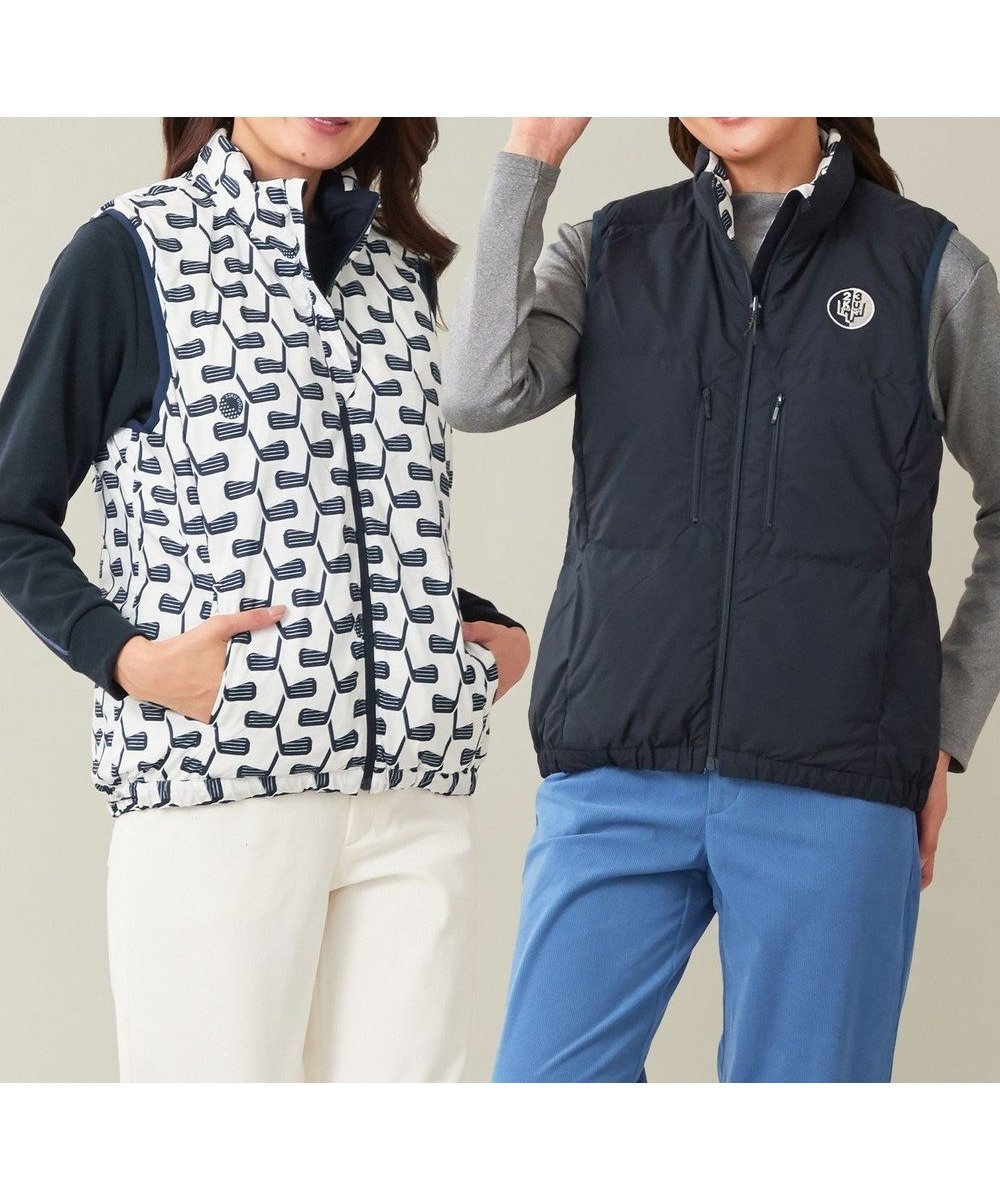 【23区 ゴルフ/NIJYUSANKU GOLF】の【WOMEN】【撥水・ストレッチ】リバーシブル ダウンベスト 人気、トレンドファッション・服の通販 founy(ファニー) 　ファッション　Fashion　レディースファッション　Fashion for Women　アウター　Coat / Outerwear Collection　トップス・カットソー　Cut & Sew Tops　ベスト&ジレ / 重ね着スタイル　Vests & Gilets　ゴルフ　Golf　シルバー　Silver, Metallic Silver　ストレッチ　Stretch, Stretchy Fabric　タフタ　Taffeta, Structured Fabric　ダウン　Down, Puffer　プリント　Print, Printed Pattern　ベスト　Vest, Waistcoat　モチーフ　Motif, Design Theme　リバーシブル　Reversible, Two-Sided　A/W・秋冬　Autumn/Winter　 other-1|ID: prp329100004601928 ipo3291000000032719479