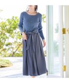 【ティアクラッセ/Tiaclasse】の【洗える】異素材を組み合わせたミモレ丈リブコンビワンピース ブルー×ブルー|ID: prp329100004601985 ipo3291000000032720060