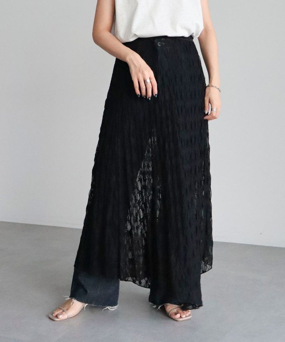 【グリーンパークス/Green Parks】の・ELENCARE DUE レースアシンメトリースカート インテリア・キッズ・メンズ・レディースファッション・服の通販 founy(ファニー) 　ファッション　Fashion　レディースファッション　Fashion for Women　スカート　Skirts　アシンメトリー　Asymmetrical Style　エレガント 上品　Elegant　ギャザー　Gathered, Ruffled　ポケット　Pocket, Pocket Detail　レース　Lace, Lace Fabric　ロング　Long, Long-Length　夏　Summer　春　Spring　S/S・春夏　SS, Spring/Summer, Warm Season　Black|ID: prp329100004602035 ipo3291000000032720583