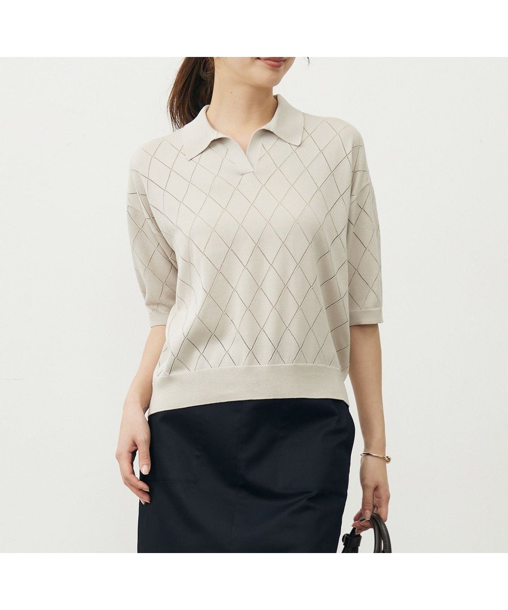 【ジェイ プレス/J.PRESS】の【洗える・抗菌防臭】COTTON POLYESTER ポロ ニット インテリア・キッズ・メンズ・レディースファッション・服の通販 founy(ファニー) 　ファッション　Fashion　レディースファッション　Fashion for Women　トップス・カットソー　Cut & Sew Tops　ニット　Knit Tops & Sweaters　インド　Indian Textile　春　Spring　洗える　Machine Washable　抗菌　Antibacterial, Bacteria-Resistant　セーター　Sweater, Knitwear　トレンド　Trend, Trending Now　S/S・春夏　SS, Spring/Summer, Warm Season　夏　Summer　グレージュ系|ID: prp329100004602174 ipo3291000000033068057