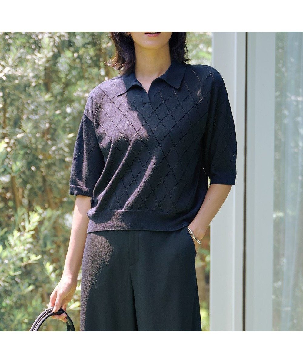 【ジェイ プレス/J.PRESS】の【洗える・抗菌防臭】COTTON POLYESTER ポロ ニット インテリア・キッズ・メンズ・レディースファッション・服の通販 founy(ファニー) 　ファッション　Fashion　レディースファッション　Fashion for Women　トップス・カットソー　Cut & Sew Tops　ニット　Knit Tops & Sweaters　インド　Indian Textile　春　Spring　洗える　Machine Washable　抗菌　Antibacterial, Bacteria-Resistant　セーター　Sweater, Knitwear　トレンド　Trend, Trending Now　S/S・春夏　SS, Spring/Summer, Warm Season　夏　Summer　ネイビー系|ID: prp329100004602174 ipo3291000000033153023