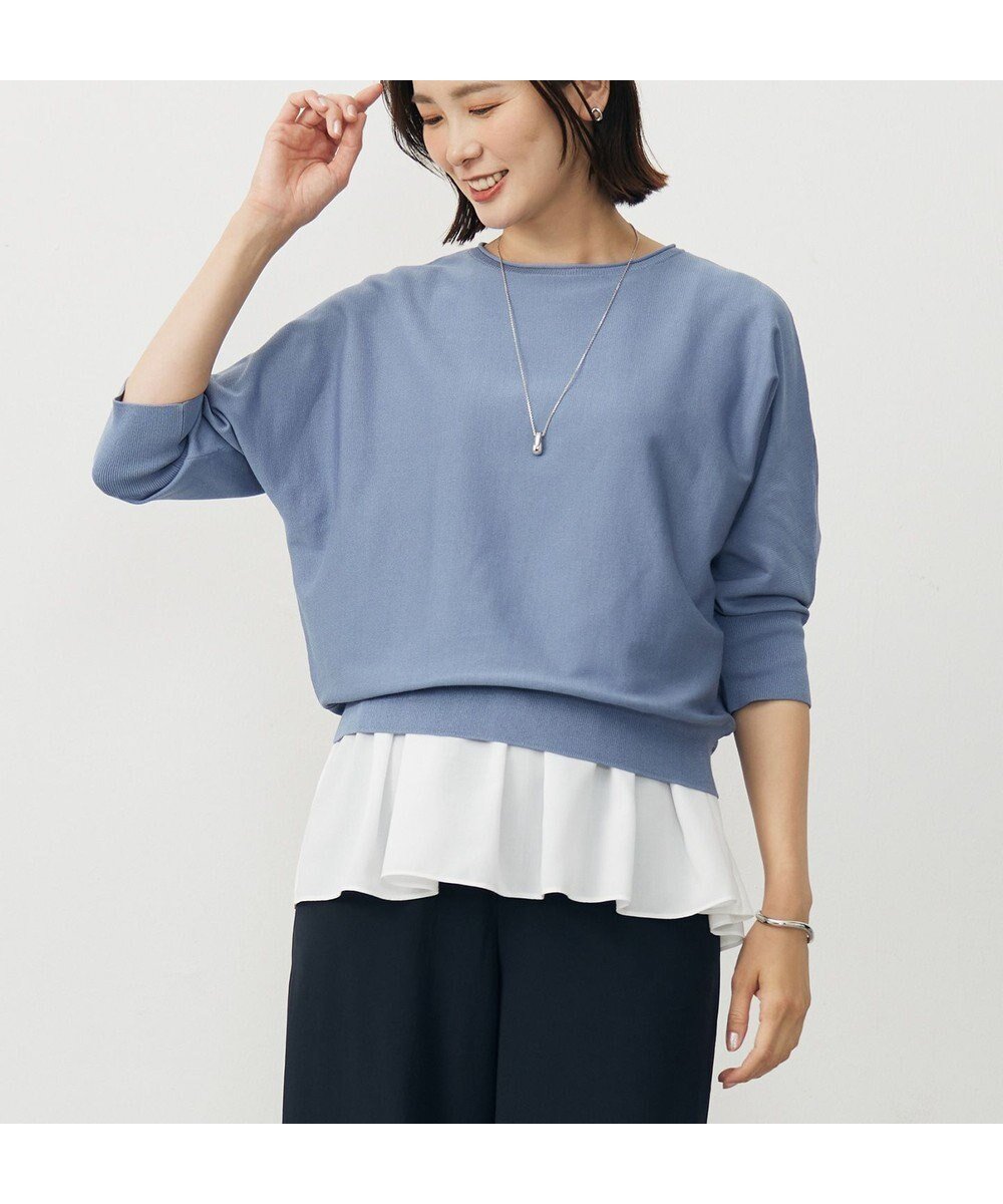 【ジェイ プレス/J.PRESS】の【WEB限定カラーあり・洗える】COTTON POLYESTER ドルマンスリーブ ニット インテリア・キッズ・メンズ・レディースファッション・服の通販 founy(ファニー) 　ファッション　Fashion　レディースファッション　Fashion for Women　トップス・カットソー　Cut & Sew Tops　ニット　Knit Tops & Sweaters　インド　Indian Textile　オレンジ　Orange　春　Spring　洗える　Machine Washable　シンプル　Simple, Minimal　セーター　Sweater, Knitwear　バランス　Balance, Style Balance　フレア　Flare, Flared　ローズ　Rose, Rose Motif　ワイド　Wide, Wide Fit　S/S・春夏　SS, Spring/Summer, Warm Season　新作・新入荷　New Arrivals / New In　夏　Summer　ソフトブルー系|ID: prp329100004602175 ipo3291000000032721815