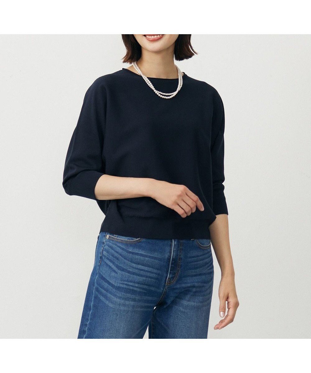 【ジェイ プレス/J.PRESS】の【WEB限定カラーあり・洗える】COTTON POLYESTER ドルマンスリーブ ニット インテリア・キッズ・メンズ・レディースファッション・服の通販 founy(ファニー) 　ファッション　Fashion　レディースファッション　Fashion for Women　トップス・カットソー　Cut & Sew Tops　ニット　Knit Tops & Sweaters　インド　Indian Textile　オレンジ　Orange　春　Spring　洗える　Machine Washable　シンプル　Simple, Minimal　セーター　Sweater, Knitwear　バランス　Balance, Style Balance　フレア　Flare, Flared　ローズ　Rose, Rose Motif　ワイド　Wide, Wide Fit　S/S・春夏　SS, Spring/Summer, Warm Season　新作・新入荷　New Arrivals / New In　夏　Summer　ネイビー系|ID: prp329100004602175 ipo3291000000032721817