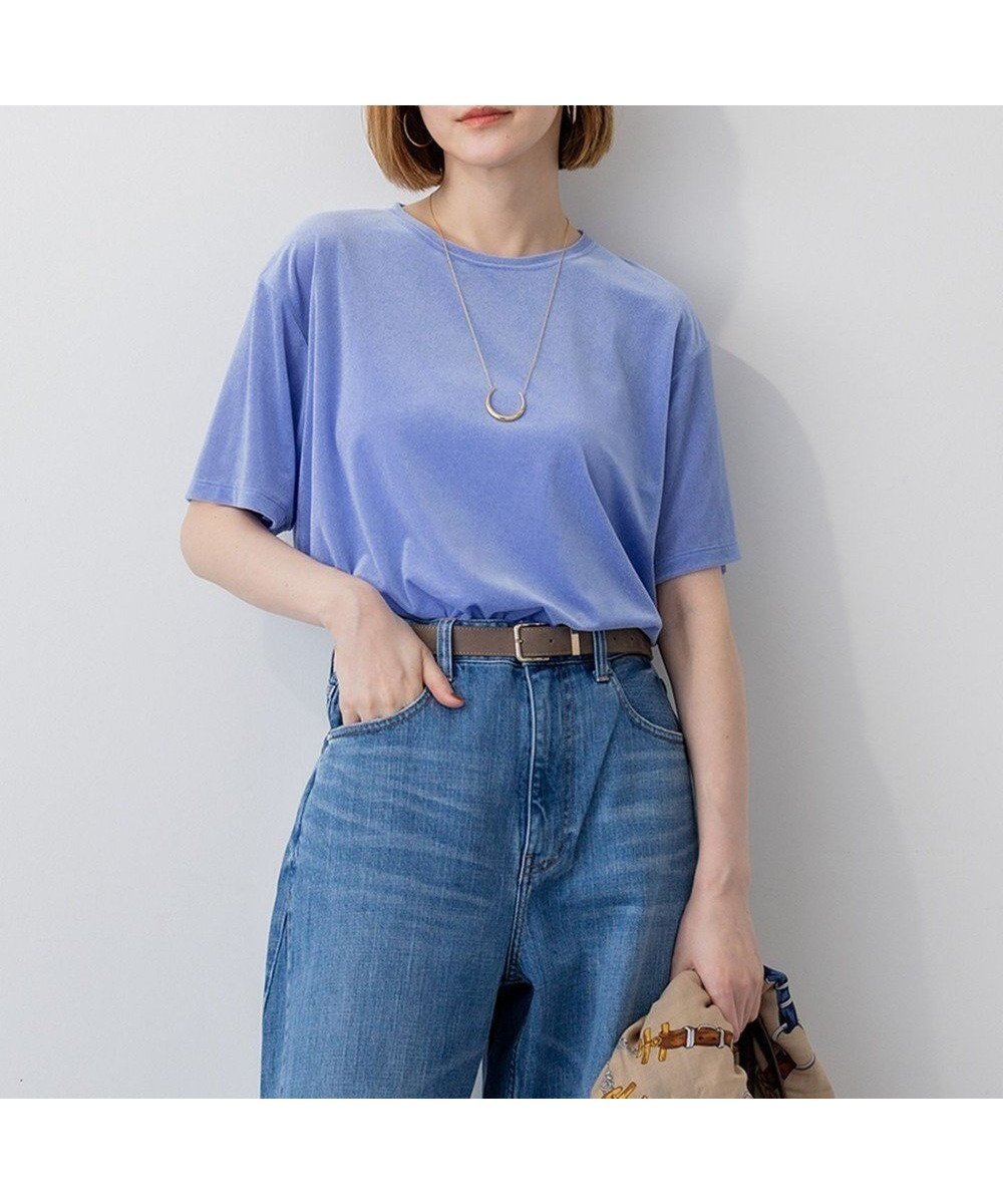 【23区/NIJYUSANKU】の【先行予約/洗える】シアーベロア リラックス Tシャツ インテリア・キッズ・メンズ・レディースファッション・服の通販 founy(ファニー) 　ファッション　Fashion　レディースファッション　Fashion for Women　トップス・カットソー　Cut & Sew Tops　シャツ・ブラウス・オフィスカジュアル　Elegant Blouses & Button-Ups　ロングTシャツ・Tシャツ　Longline T-Shirts & Tees　カットソー・ベーシックTシャツ　Cut-and-Sewn Tops / Stretch Tees & Basics　ベロアトップス　Velour Tops / Velvet-Look Items　エレガント 上品　Elegant　洗える　Machine Washable　秋　Autumn　カットソー　Cut and Sewn Top　シアー　Sheer, See-Through　ショルダー　Shoulder, Shoulder Strap　ダウン　Down, Puffer　デニム　Denim, Jeans Material　ドロップ　Drop Shoulder, Dropped Style　なめらか　Smooth, Silky Texture　バランス　Balance, Style Balance　ベロア　Velour, Soft Velvet　リラックス　Relax, Relaxed Fit　A/W・秋冬　Autumn/Winter　新作・新入荷　New Arrivals / New In　2025年　2025　2025-2026秋冬・A/W　Autumn/Winter 2025–26 AW25–26　スカイブルー系|ID: prp329100004602191 ipo3291000000032721928