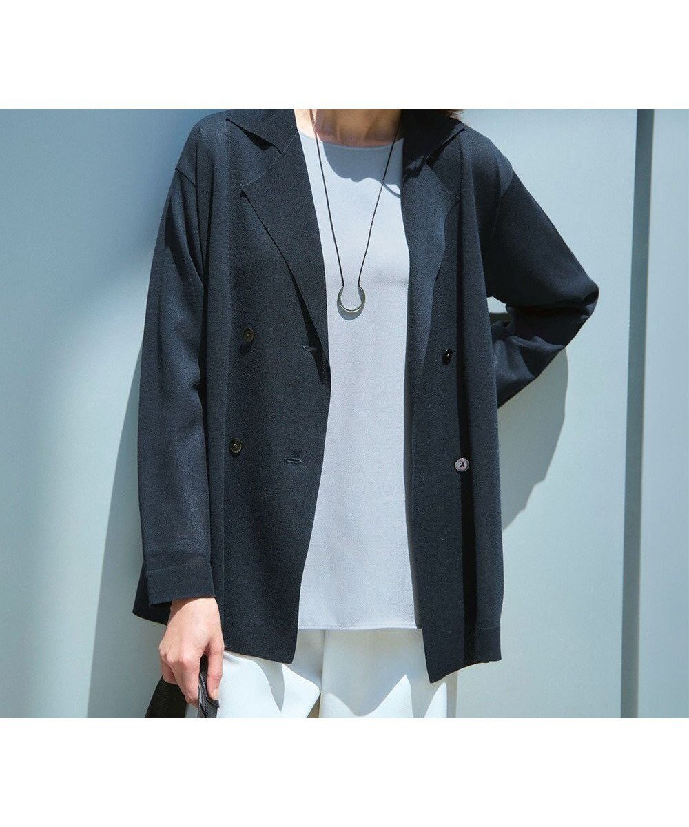 【23区/NIJYUSANKU】の【洗える】シアー ダブルブレスト ニット ジャケット インテリア・キッズ・メンズ・レディースファッション・服の通販 founy(ファニー) 　ファッション　Fashion　レディースファッション　Fashion for Women　アウター　Coat / Outerwear Collection　レディースジャケット・軽アウター　Jackets　テーラードジャケット / 通勤・きれいめスタイル　Tailored Jackets & Blazers　洗える　Machine Washable　シアー　Sheer, See-Through　ジャケット　Jacket, Outerwear　ダウン　Down, Puffer　ダブル　Double, Double-Breasted　デニム　Denim, Jeans Material　A/W・秋冬　Autumn/Winter　夏　Summer　2025年　2025　2025-2026秋冬・A/W　Autumn/Winter 2025–26 AW25–26　ネイビー系|ID: prp329100004602192 ipo3291000000033599526