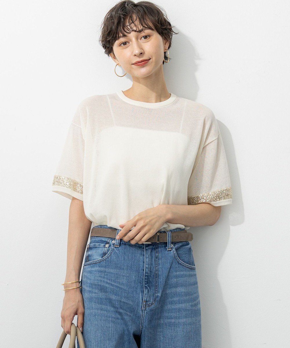 【23区/NIJYUSANKU】の【先行予約/洗える】スパンコールシアー ニットT 人気、トレンドファッション・服の通販 founy(ファニー) 　ファッション　Fashion　レディースファッション　Fashion for Women　トップス・カットソー　Cut & Sew Tops　ニット　Knit Tops & Sweaters　インナー　Innerwear　洗える　Machine Washable　クロップド　Cropped, Short Length　クール　Cool, Chic　軽量　Lightweight, Ultra Light　シアー　Sheer, See-Through　シンプル　Simple, Minimal　ジャケット　Jacket, Outerwear　スタイリッシュ　Stylish, Fashionable　スパンコール　Sequins, Sequin Embellishment　セーター　Sweater, Knitwear　バランス　Balance, Style Balance　フェミニン　Feminine, Girly　フォルム　Silhouette, Form　A/W・秋冬　Autumn/Winter　新作・新入荷　New Arrivals / New In　夏　Summer　2025年　2025　2025-2026秋冬・A/W　Autumn/Winter 2025–26 AW25–26　 other-1|ID: prp329100004602193 ipo3291000000032721949