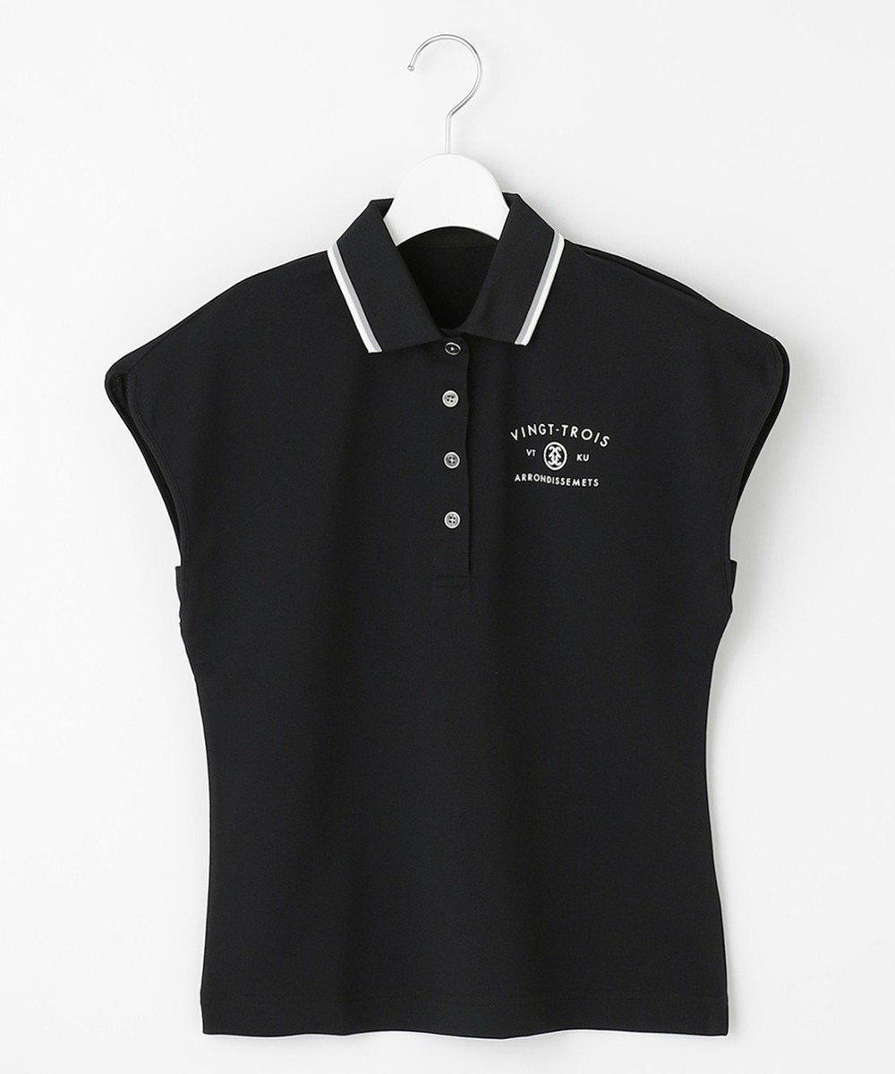 【23区 ゴルフ/NIJYUSANKU GOLF】の【WOMEN】遮熱エイトムーブポロ フレンチスリーブ ストレッチ性 吸水速乾 UVカット インテリア・キッズ・メンズ・レディースファッション・服の通販 founy(ファニー) 　ファッション　Fashion　レディースファッション　Fashion for Women　トップス・カットソー　Cut & Sew Tops　シャツ・ブラウス・オフィスカジュアル　Elegant Blouses & Button-Ups　ポロシャツ・きれいめカジュアル　Smart-Casual Polo Tops　春　Spring　吸水　Absorbent, Quick-Dry　ストレッチ　Stretch, Stretchy Fabric　スリーブ　Sleeve, Long Sleeve / Short Sleeve　フレンチ　French, French Style　ポロシャツ　Polo Shirt, Collared Tee　S/S・春夏　SS, Spring/Summer, Warm Season　新作・新入荷　New Arrivals / New In　夏　Summer　エレガント 上品　Elegant　ゴルフ　Golf　ブラック系|ID: prp329100004602200 ipo3291000000032721994