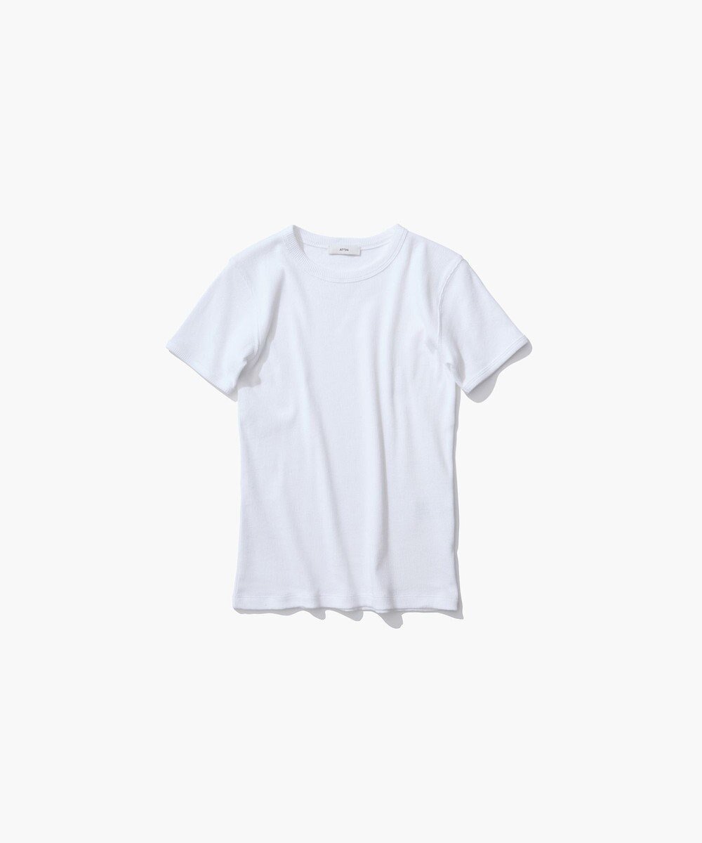【エイトン/ATON】のRECYCLE SUVIN RIB フィットTシャツ インテリア・キッズ・メンズ・レディースファッション・服の通販 founy(ファニー) 　ファッション　Fashion　レディースファッション　Fashion for Women　トップス・カットソー　Cut & Sew Tops　シャツ・ブラウス・オフィスカジュアル　Elegant Blouses & Button-Ups　ロングTシャツ・Tシャツ　Longline T-Shirts & Tees　カットソー・ベーシックTシャツ　Cut-and-Sewn Tops / Stretch Tees & Basics　新作・新入荷　New Arrivals / New In　インド　Indian Textile　インナー　Innerwear　カットソー　Cut and Sewn Top　スリーブ　Sleeve, Long Sleeve / Short Sleeve　フィット　Fit, Slim Fit　ボトム　Bottoms, Lower Wear　ロング　Long, Long-Length　夏　Summer　S/S・春夏　SS, Spring/Summer, Warm Season　A/W・秋冬　Autumn/Winter　WHITE|ID: prp329100004602211 ipo3291000000032722118
