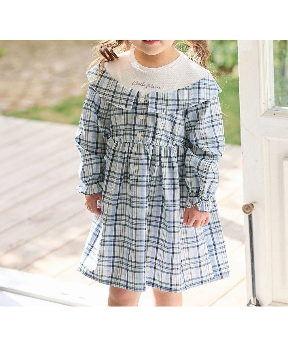 【エニファム/any FAM / KIDS】のチェックドッキングワンピース インテリア・キッズ・メンズ・レディースファッション・服の通販 founy(ファニー) 　ファッション　Fashion　キッズファッション　Fashion for Kids　ワンピース　Dresses　ドッキング　Docking, Mixed Material　ポケット　Pocket, Pocket Detail　夏　Summer　春　Spring　S/S・春夏　SS, Spring/Summer, Warm Season　サックスブルー|ID: prp329100004602860 ipo3291000000032732881