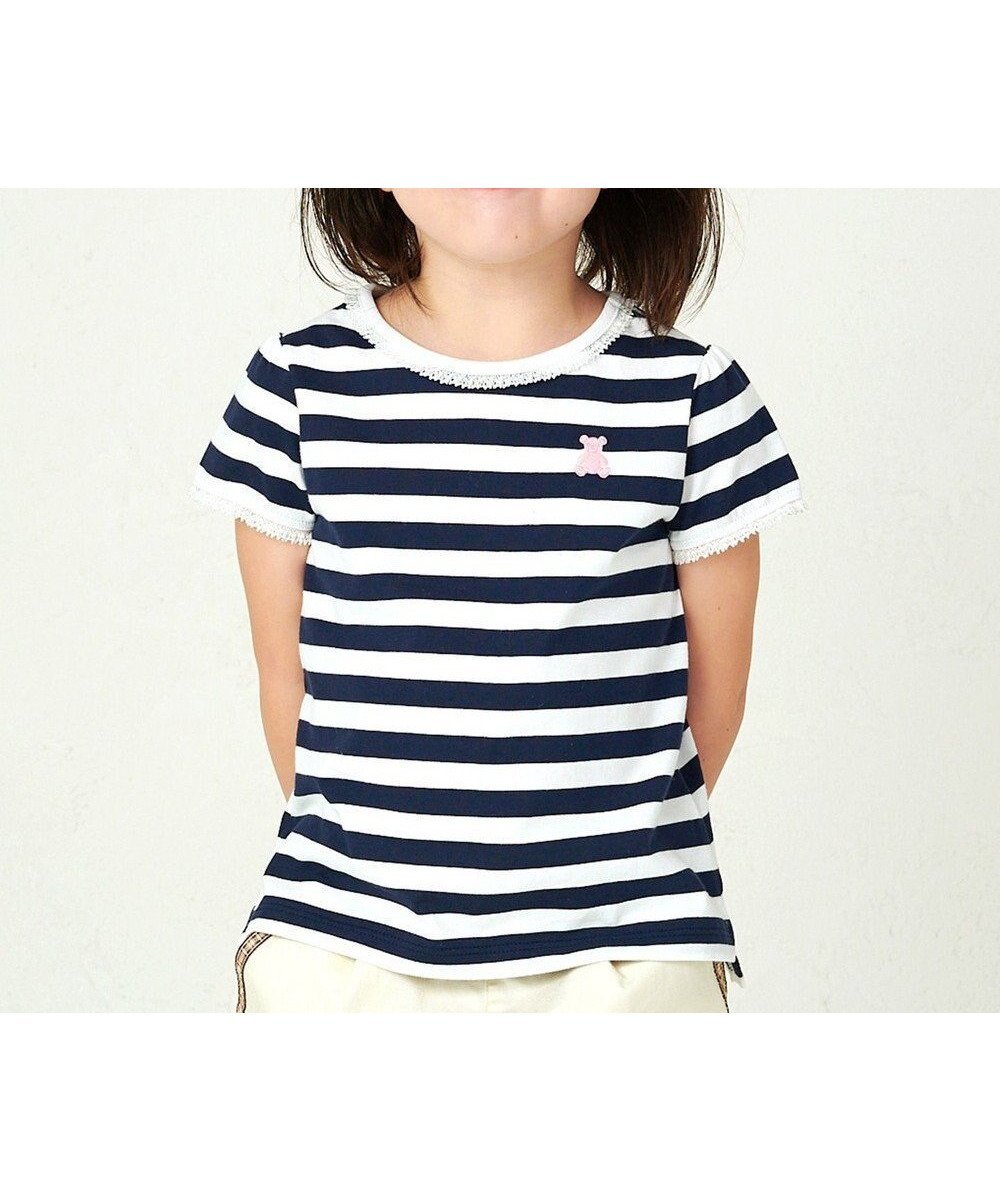 【ミキハウスホットビスケッツ/MIKI HOUSE HOT BISCUITS / KIDS】の【ミキハウス】【80-150cm】 半袖シャツ 人気、トレンドファッション・服の通販 founy(ファニー) 　ファッション　Fashion　キッズファッション　Fashion for Kids　トップス・カットソー　Cut & Sew Tops　カットソー　Cut and Sewn Top　フリル　Frill, Ruffle　ボーダー　Border, Stripe　レース　Lace, Lace Fabric　半袖　Short Sleeve, Half Sleeve　夏　Summer　春　Spring　S/S・春夏　SS, Spring/Summer, Warm Season　 other-1|ID: prp329100004602869 ipo3291000000032732983
