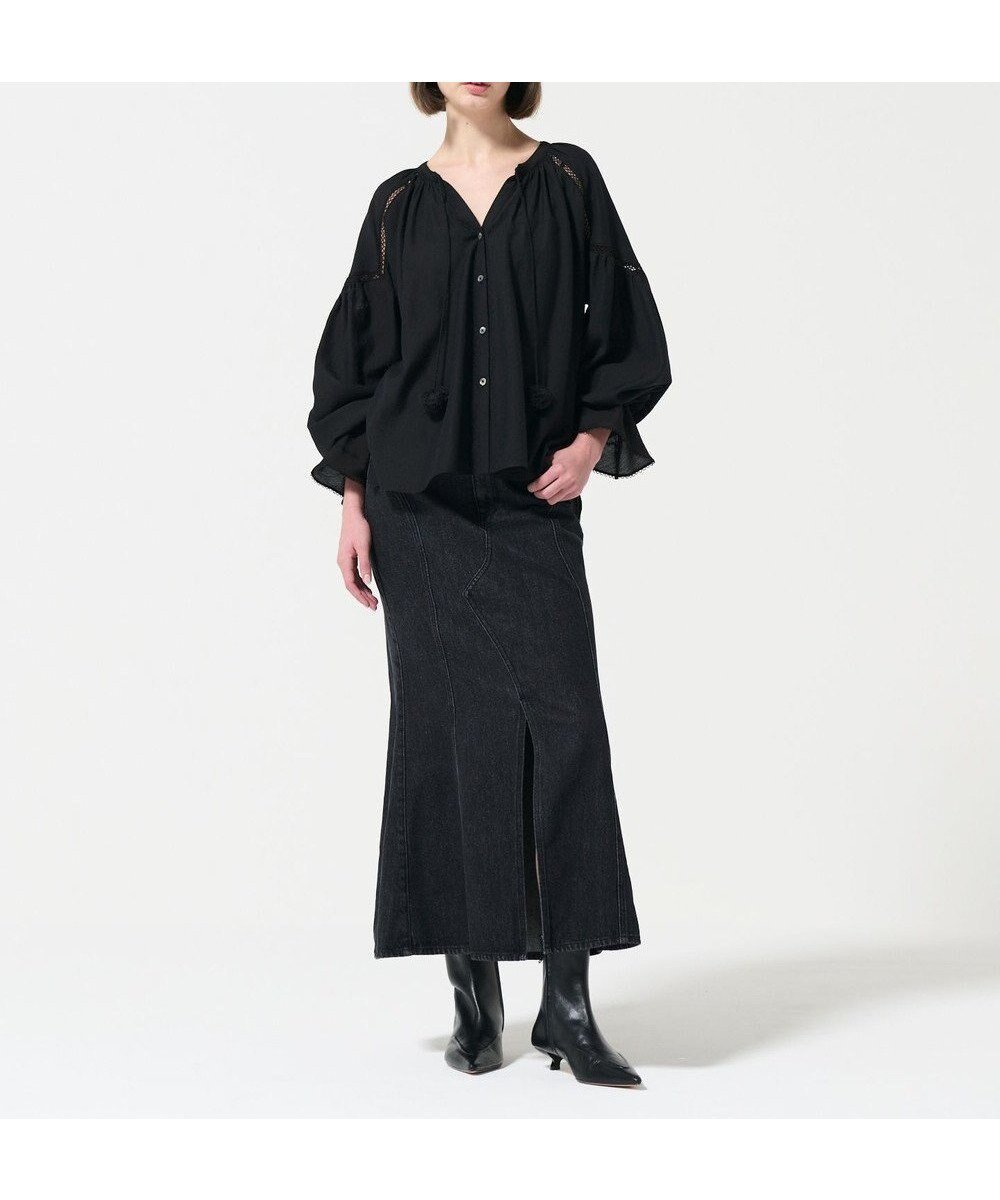 【グレース コンチネンタル/GRACE CONTINENTAL】のトリアセカフタントップ インテリア・キッズ・メンズ・レディースファッション・服の通販 founy(ファニー) 　ファッション　Fashion　レディースファッション　Fashion for Women　トップス・カットソー　Cut & Sew Tops　シャツ・ブラウス・オフィスカジュアル　Elegant Blouses & Button-Ups　スリット　Slit, Slit Detail　スリーブ　Sleeve, Long Sleeve / Short Sleeve　レース　Lace, Lace Fabric　夏　Summer　S/S・春夏　SS, Spring/Summer, Warm Season　A/W・秋冬　Autumn/Winter　ブラック|ID: prp329100004602904 ipo3291000000032733452
