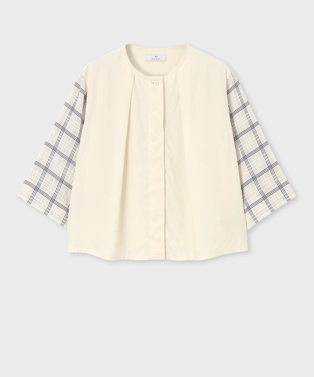 【ポール スミス/Paul Smith】のシアー チェック ブラウス インテリア・キッズ・メンズ・レディースファッション・服の通販 founy(ファニー) 　ファッション　Fashion　レディースファッション　Fashion for Women　トップス・カットソー　Cut & Sew Tops　シャツ・ブラウス・オフィスカジュアル　Elegant Blouses & Button-Ups　新作・新入荷　New Arrivals / New In　おすすめ　Recommended / Our Picks　シアー　Sheer, See-Through　スリーブ　Sleeve, Long Sleeve / Short Sleeve　チェック　Check, Plaid, Tartan　フェミニン　Feminine, Girly　エレガント 上品　Elegant　夏　Summer　春　Spring　S/S・春夏　SS, Spring/Summer, Warm Season　エクリュ|ID: prp329100004603017 ipo3291000000032735001