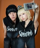 【ウィゴー/WEGO】のノースリーブグラフィックZIPパーカー ブラック|ID: prp329100004603030 ipo3291000000032735138