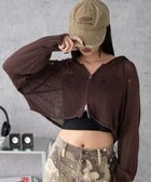 【ウィゴー/WEGO】のダメージメッシュショートパーカー ブラウン|ID: prp329100004603055 ipo3291000000032735371
