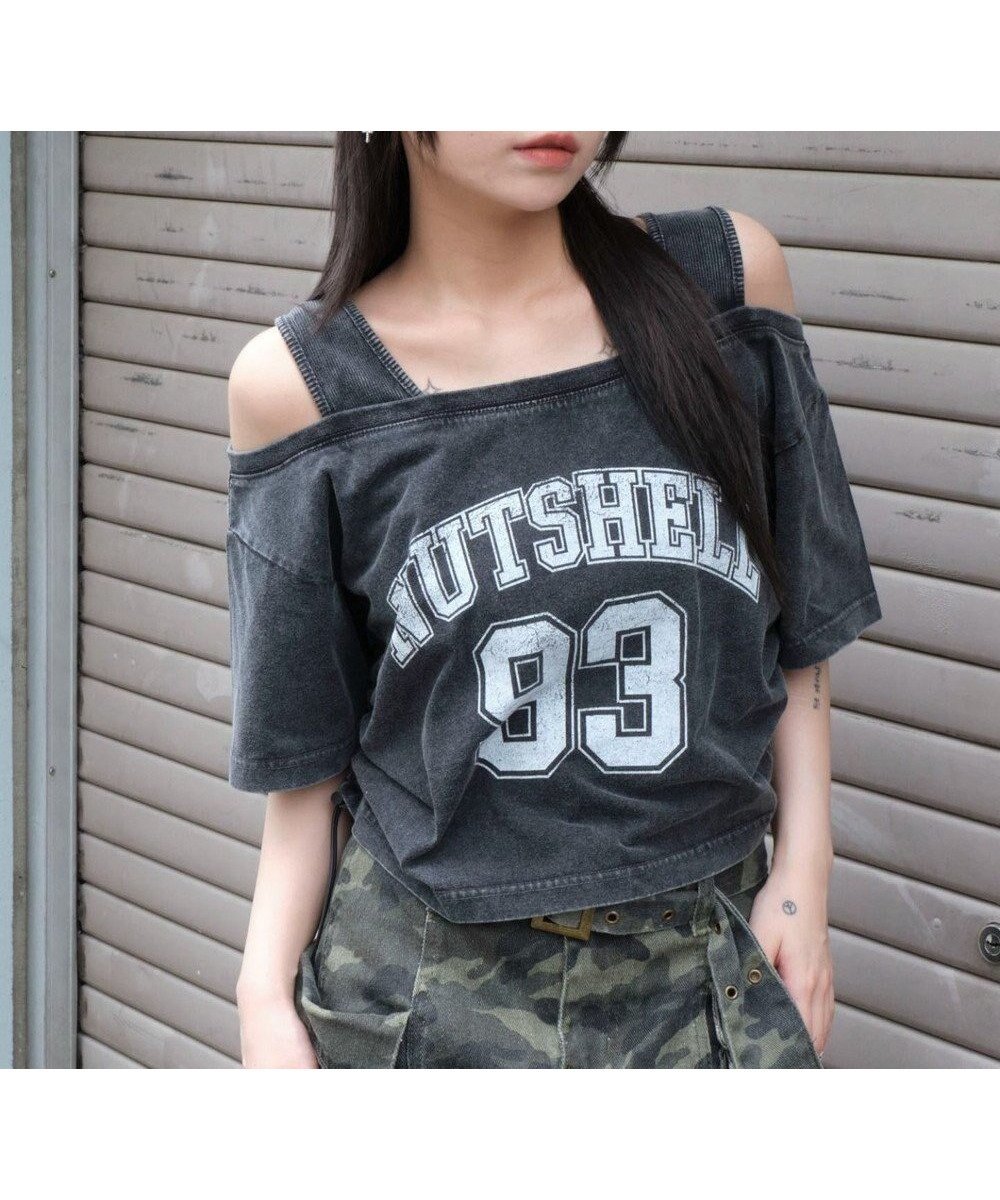 【ウィゴー/WEGO】のドッキングドロストショートT インテリア・キッズ・メンズ・レディースファッション・服の通販 founy(ファニー) 　ファッション　Fashion　レディースファッション　Fashion for Women　トップス・カットソー　Cut & Sew Tops　シャツ・ブラウス・オフィスカジュアル　Elegant Blouses & Button-Ups　ロングTシャツ・Tシャツ　Longline T-Shirts & Tees　カットソー・ベーシックTシャツ　Cut-and-Sewn Tops / Stretch Tees & Basics　新作・新入荷　New Arrivals / New In　カットソー　Cut and Sewn Top　ショルダー　Shoulder, Shoulder Strap　ショート　Short, Short Length　スマホ　Smartphone, Mobile Device　ドッキング　Docking, Mixed Material　半袖　Short Sleeve, Half Sleeve　夏　Summer　春　Spring　S/S・春夏　SS, Spring/Summer, Warm Season　スミクロ|ID: prp329100004603056 ipo3291000000032735388