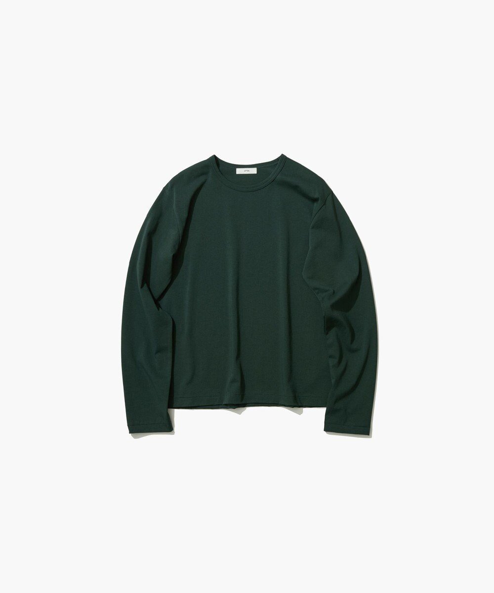 【エイトン/ATON】のDRY COTTON JERSEY ロングスリーブTシャツ インテリア・キッズ・メンズ・レディースファッション・服の通販 founy(ファニー) 　ファッション　Fashion　レディースファッション　Fashion for Women　トップス・カットソー　Cut & Sew Tops　シャツ・ブラウス・オフィスカジュアル　Elegant Blouses & Button-Ups　ロングTシャツ・Tシャツ　Longline T-Shirts & Tees　カットソー・ベーシックTシャツ　Cut-and-Sewn Tops / Stretch Tees & Basics　カットソー　Cut and Sewn Top　吸水　Absorbent, Quick-Dry　スリーブ　Sleeve, Long Sleeve / Short Sleeve　長袖　Long Sleeve, Full Sleeve　フィット　Fit, Slim Fit　リラックス　Relax, Relaxed Fit　レギュラー　Regular, Standard Fit　ロング　Long, Long-Length　A/W・秋冬　Autumn/Winter　S/S・春夏　SS, Spring/Summer, Warm Season　新作・新入荷　New Arrivals / New In　夏　Summer　GREEN|ID: prp329100004603070 ipo3291000000032735516