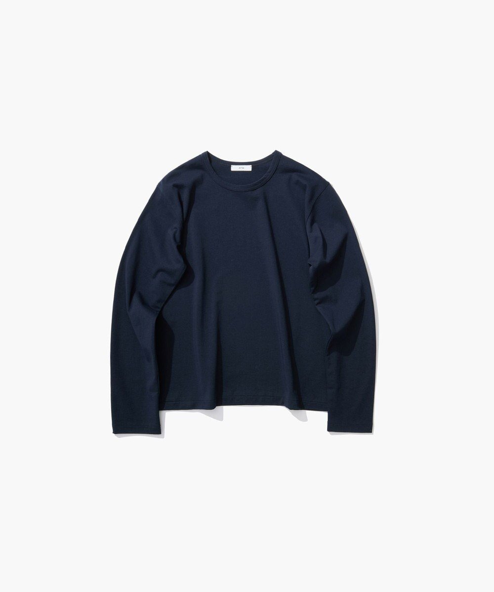 【エイトン/ATON】のDRY COTTON JERSEY ロングスリーブTシャツ インテリア・キッズ・メンズ・レディースファッション・服の通販 founy(ファニー) 　ファッション　Fashion　レディースファッション　Fashion for Women　トップス・カットソー　Cut & Sew Tops　シャツ・ブラウス・オフィスカジュアル　Elegant Blouses & Button-Ups　ロングTシャツ・Tシャツ　Longline T-Shirts & Tees　カットソー・ベーシックTシャツ　Cut-and-Sewn Tops / Stretch Tees & Basics　カットソー　Cut and Sewn Top　吸水　Absorbent, Quick-Dry　スリーブ　Sleeve, Long Sleeve / Short Sleeve　長袖　Long Sleeve, Full Sleeve　フィット　Fit, Slim Fit　リラックス　Relax, Relaxed Fit　レギュラー　Regular, Standard Fit　ロング　Long, Long-Length　A/W・秋冬　Autumn/Winter　S/S・春夏　SS, Spring/Summer, Warm Season　新作・新入荷　New Arrivals / New In　夏　Summer　NAVY|ID: prp329100004603070 ipo3291000000032735518