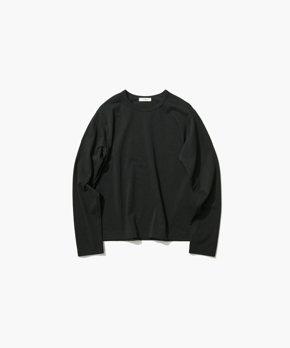 【エイトン/ATON】のDRY COTTON JERSEY ロングスリーブTシャツ インテリア・キッズ・メンズ・レディースファッション・服の通販 founy(ファニー) 　ファッション　Fashion　レディースファッション　Fashion for Women　トップス・カットソー　Cut & Sew Tops　シャツ・ブラウス・オフィスカジュアル　Elegant Blouses & Button-Ups　ロングTシャツ・Tシャツ　Longline T-Shirts & Tees　カットソー・ベーシックTシャツ　Cut-and-Sewn Tops / Stretch Tees & Basics　カットソー　Cut and Sewn Top　吸水　Absorbent, Quick-Dry　スリーブ　Sleeve, Long Sleeve / Short Sleeve　長袖　Long Sleeve, Full Sleeve　フィット　Fit, Slim Fit　リラックス　Relax, Relaxed Fit　レギュラー　Regular, Standard Fit　ロング　Long, Long-Length　A/W・秋冬　Autumn/Winter　S/S・春夏　SS, Spring/Summer, Warm Season　新作・新入荷　New Arrivals / New In　夏　Summer　BLACK|ID: prp329100004603070 ipo3291000000032735520