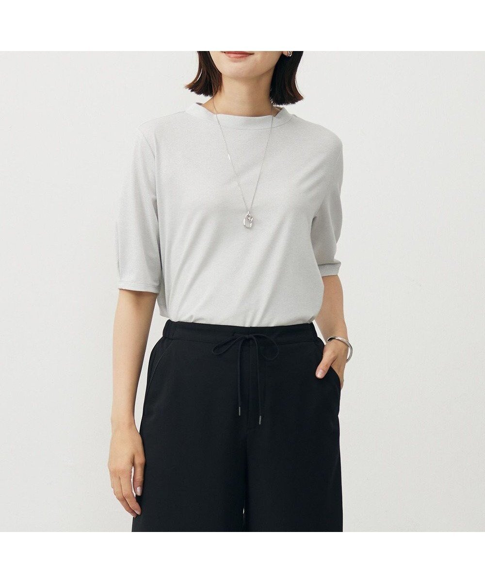 【ジェイ プレス/J.PRESS】の【洗える・接触冷感】ラメ天竺 カットソー 人気、トレンドファッション・服の通販 founy(ファニー) 　ファッション　Fashion　レディースファッション　Fashion for Women　トップス・カットソー　Cut & Sew Tops　シャツ・ブラウス・オフィスカジュアル　Elegant Blouses & Button-Ups　ロングTシャツ・Tシャツ　Longline T-Shirts & Tees　カットソー・ベーシックTシャツ　Cut-and-Sewn Tops / Stretch Tees & Basics　インナー　Innerwear　春　Spring　洗える　Machine Washable　カットソー　Cut and Sewn Top　カーディガン　Cardigan, Knitwear　コンパクト　Compact, Small Size　シルバー　Silver, Metallic Silver　シンプル　Simple, Minimal　ジャケット　Jacket, Outerwear　モックネック　Mock Neck, Short Turtleneck　ロング　Long, Long-Length　S/S・春夏　SS, Spring/Summer, Warm Season　新作・新入荷　New Arrivals / New In　夏　Summer　エレガント 上品　Elegant　 other-1|ID: prp329100004603076 ipo3291000000032735583